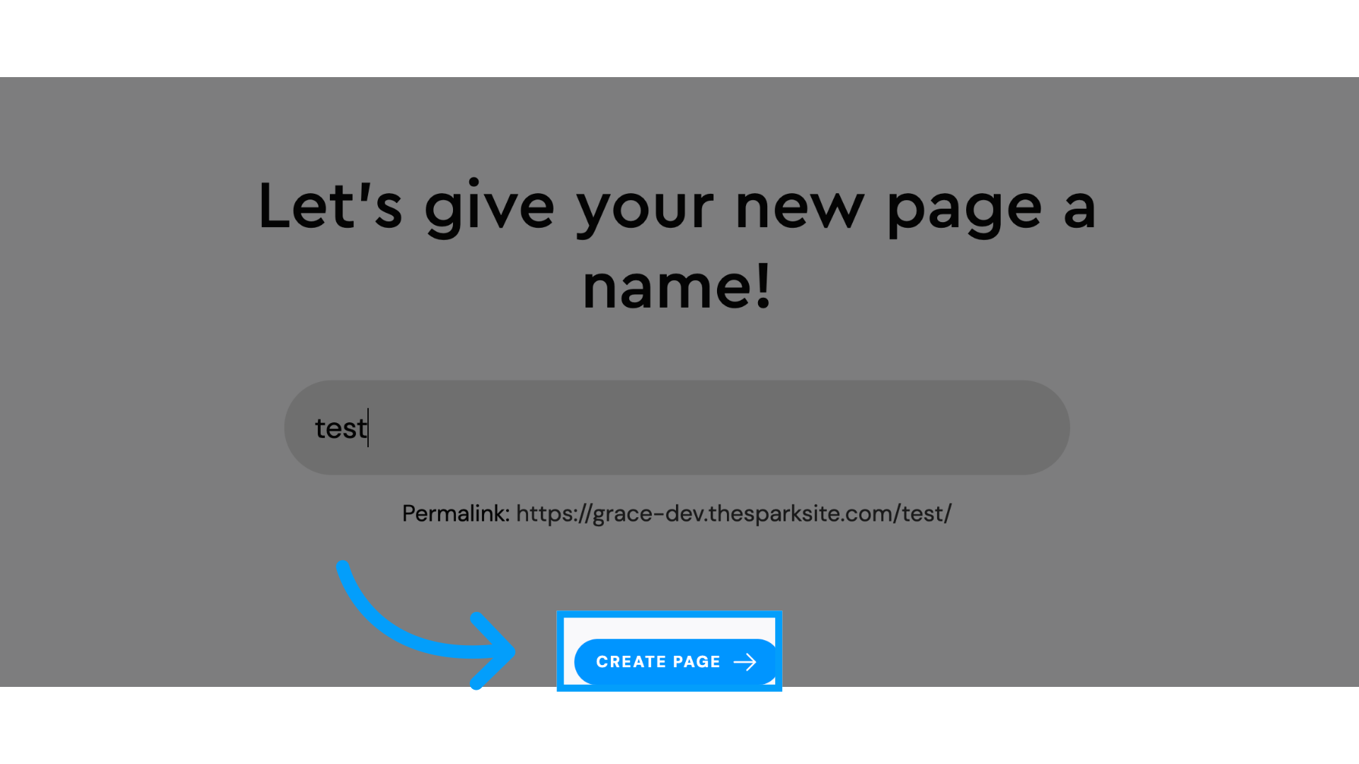 Click 'Create Page'