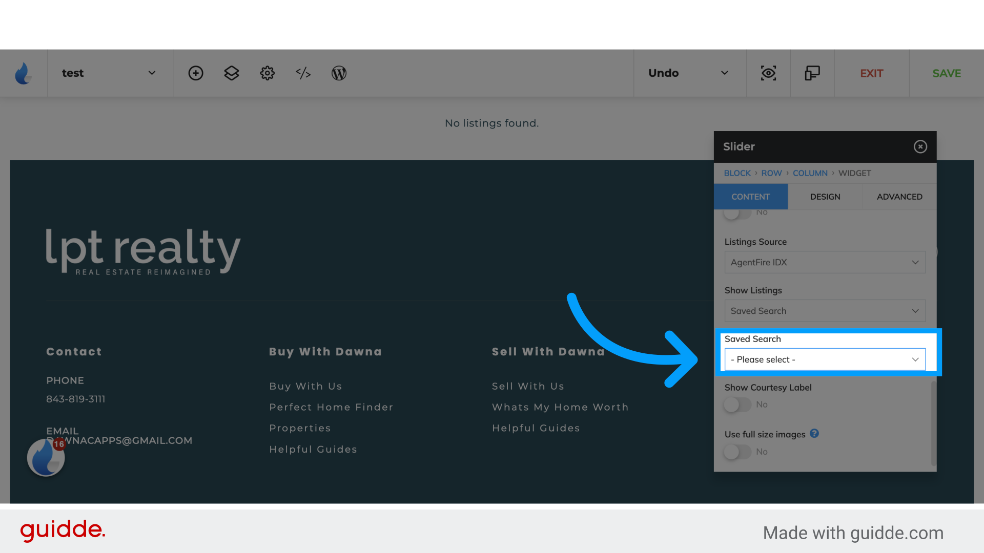 Choose the Saved Search you would like the listings to pull from