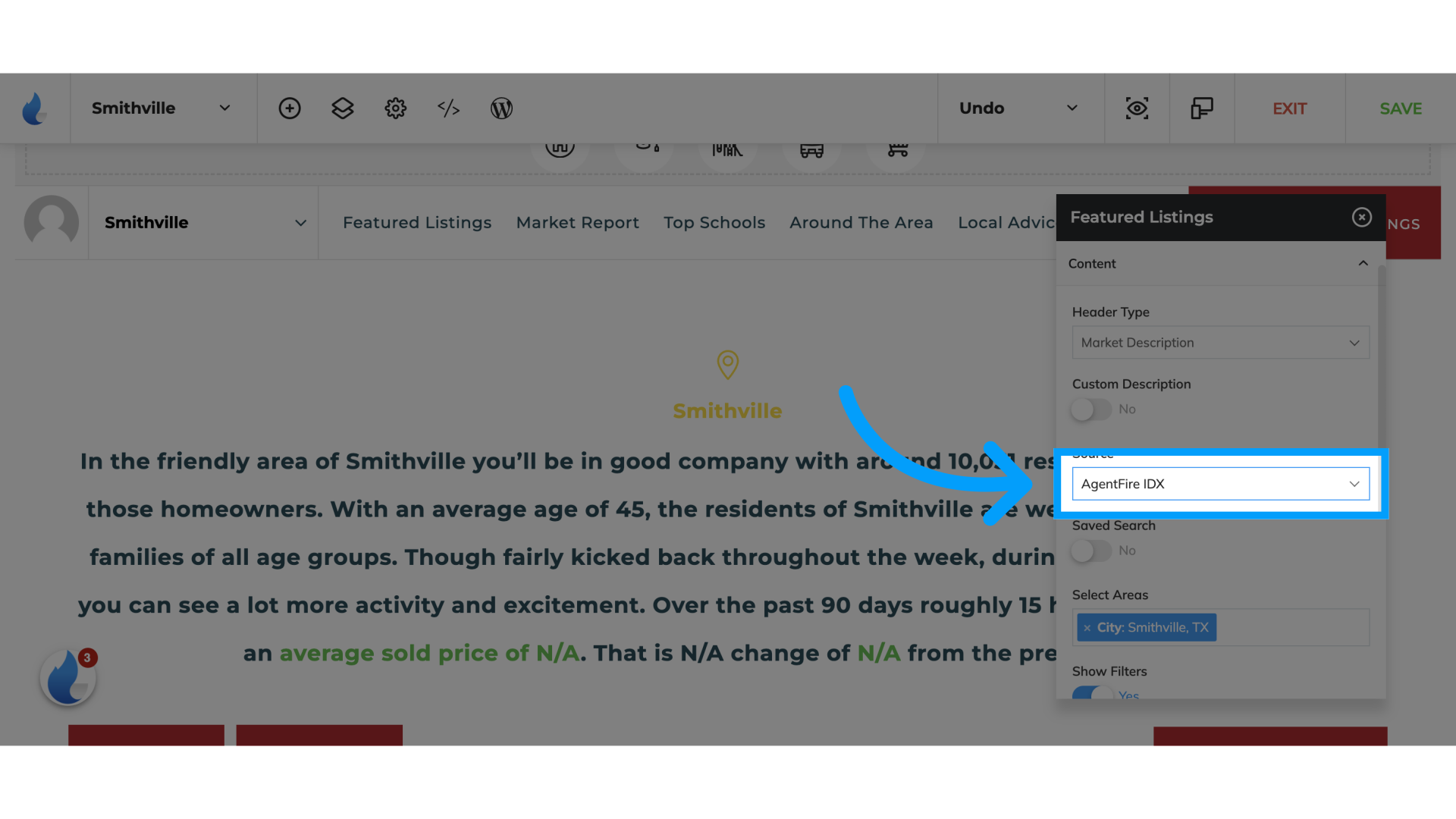 Click on the Listing Source Box to choose between IDX and My Listing.