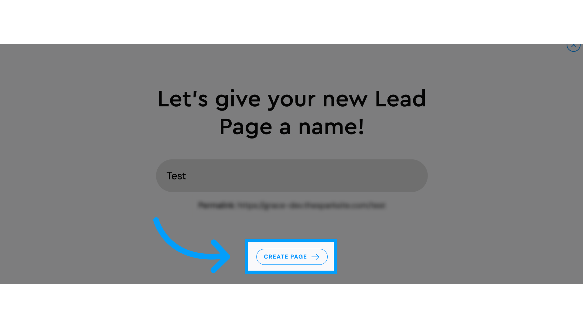 Click 'Create Lead Page'