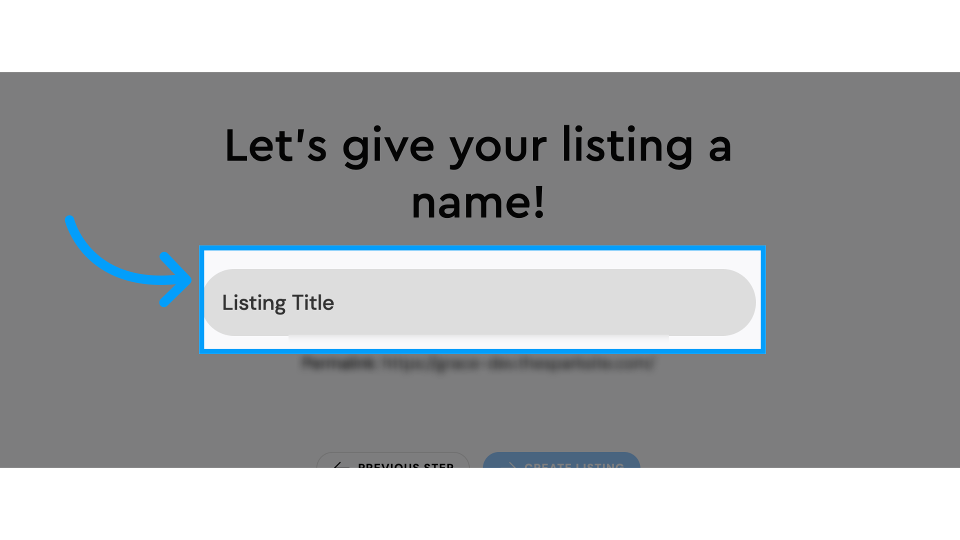 Click 'Create Listing'