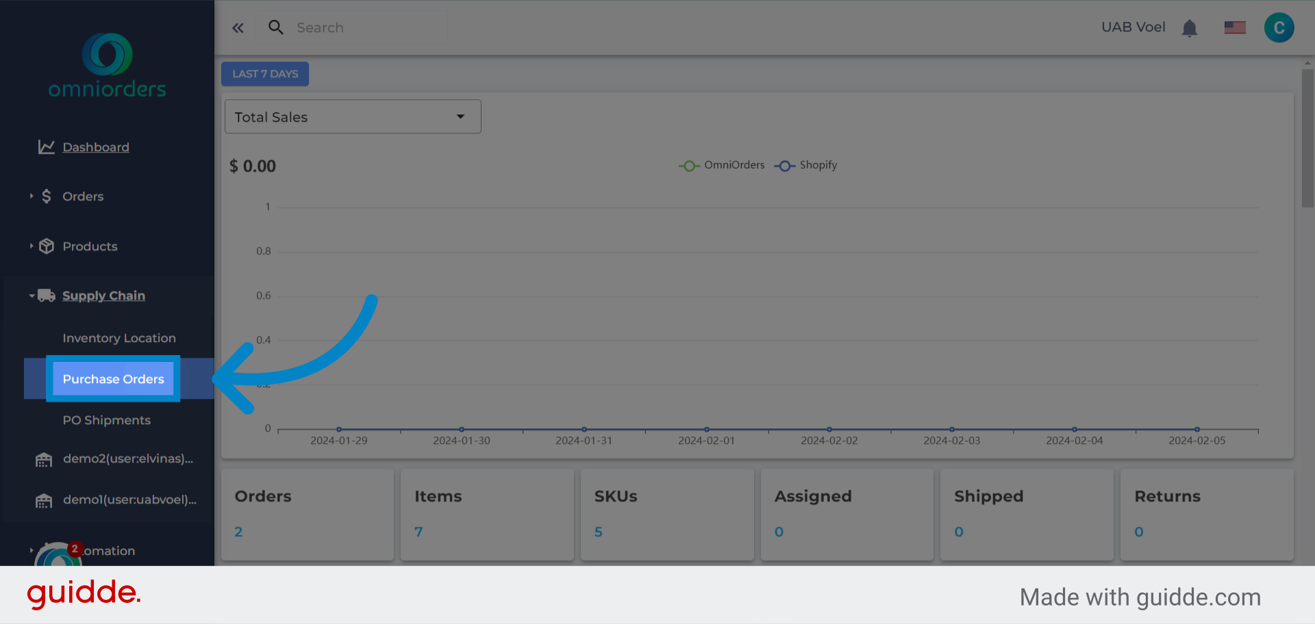 Click 'Purchase Orders'