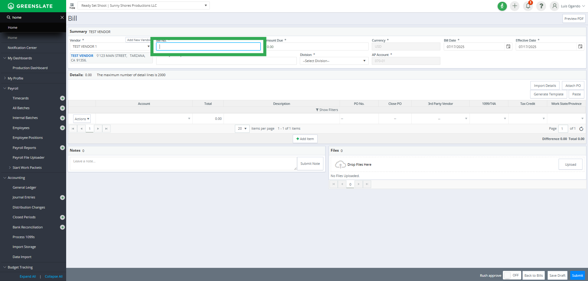 Fill in the Bill Number