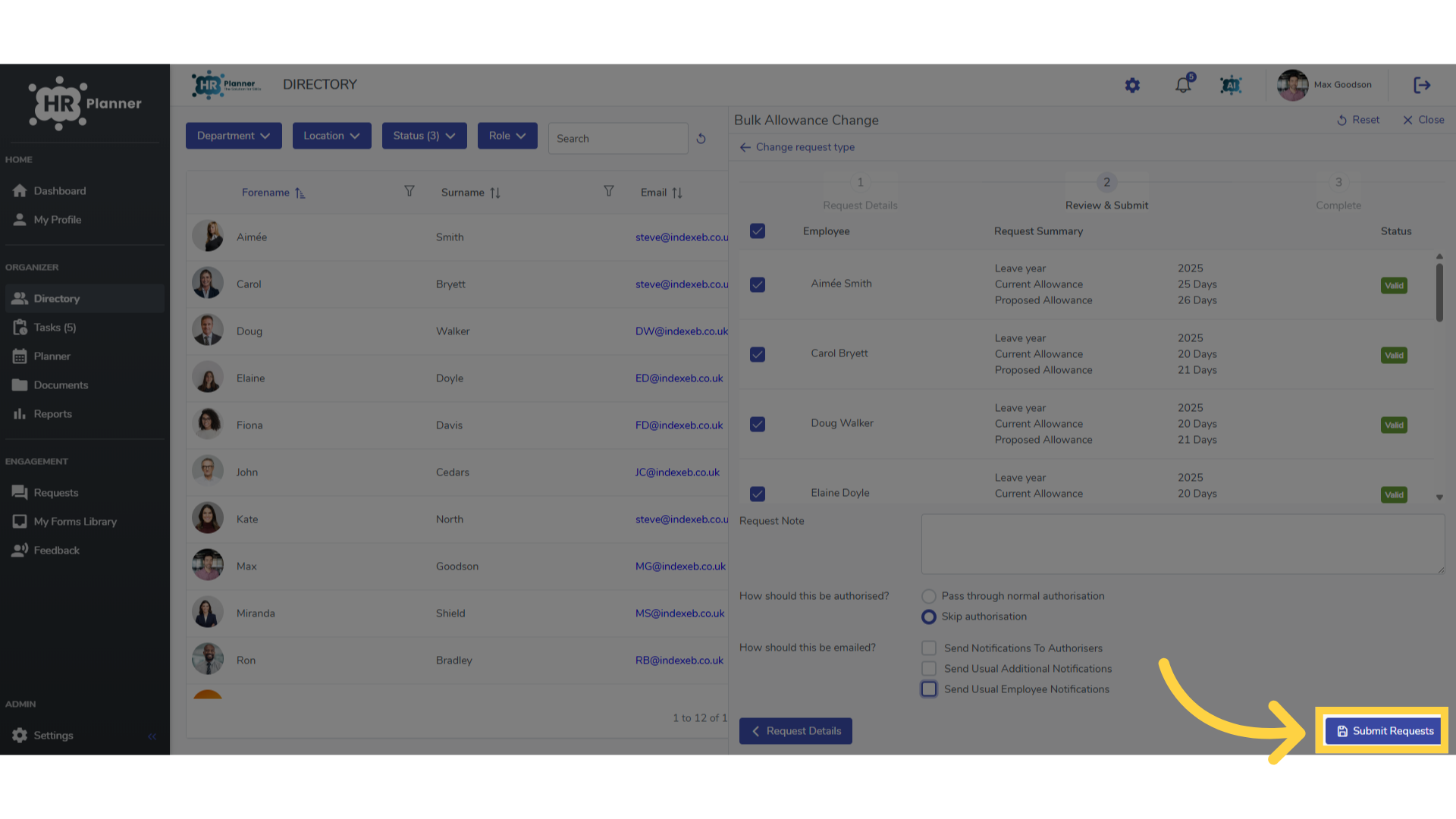 Click 'Submit Requests'