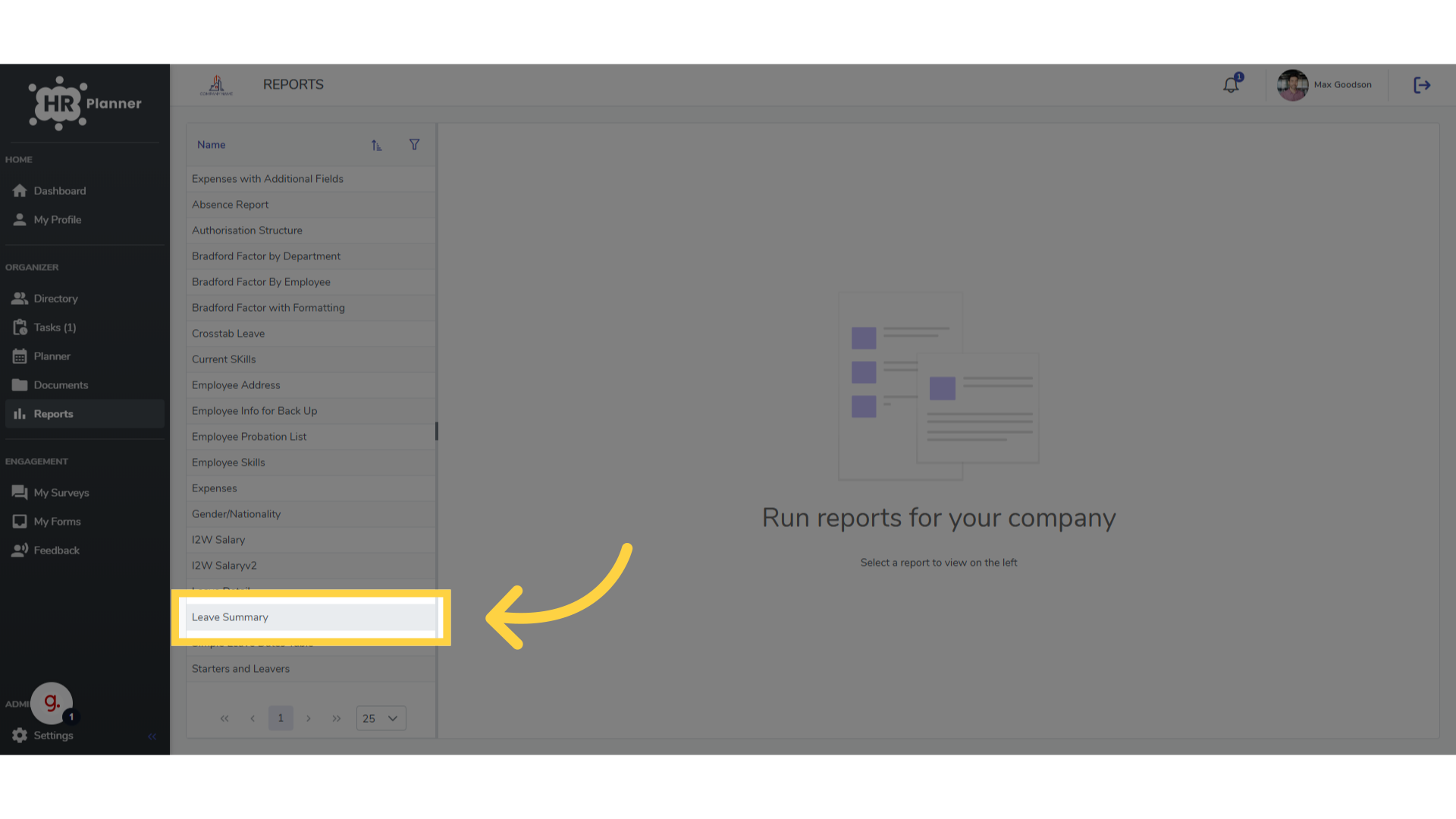 Choose 'Leave Summary'