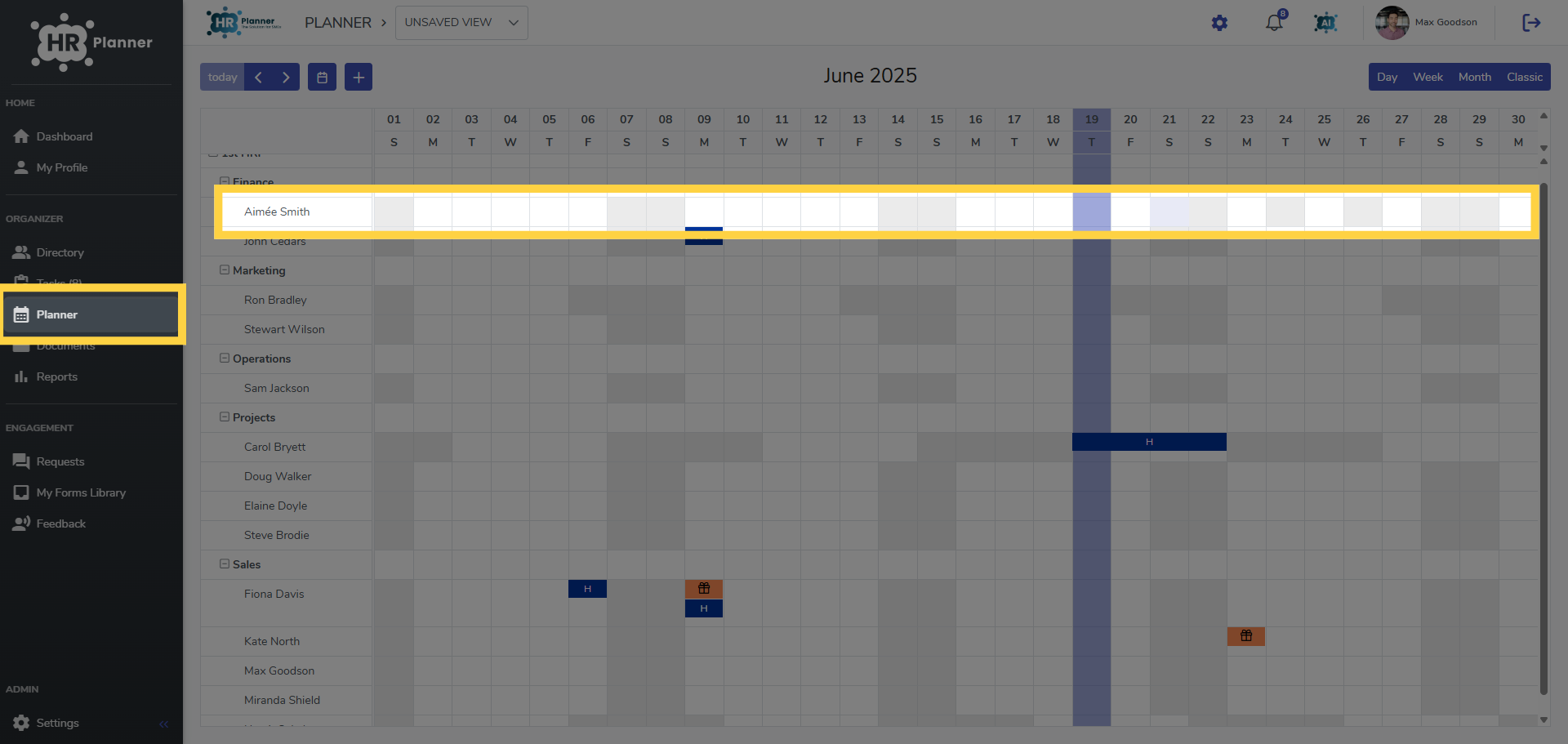 Go to the Planner View