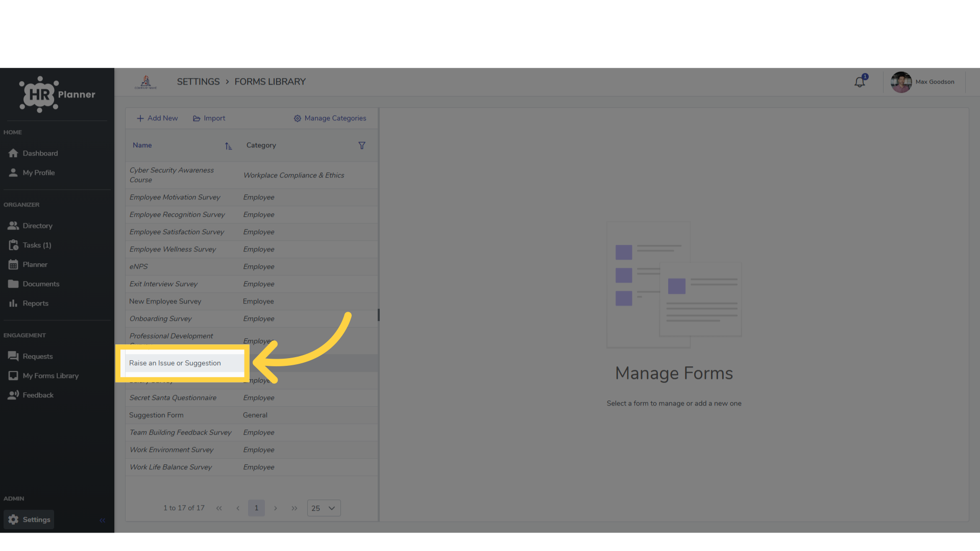 Select a Form