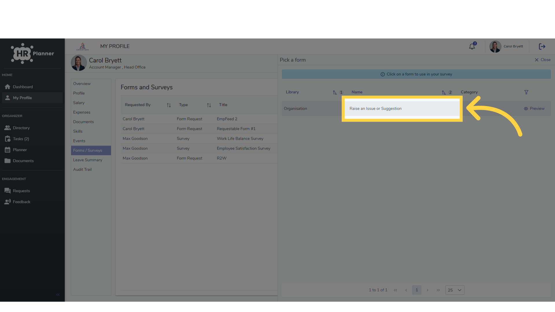 Select a form