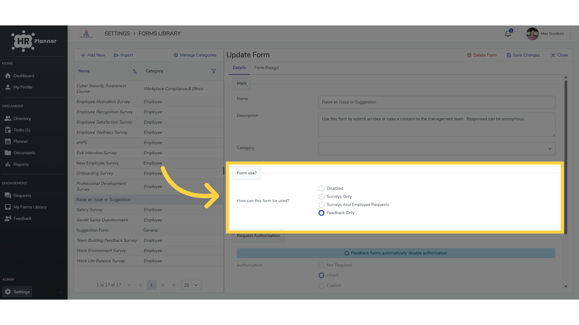Click 'Surveys And Employee Requests'