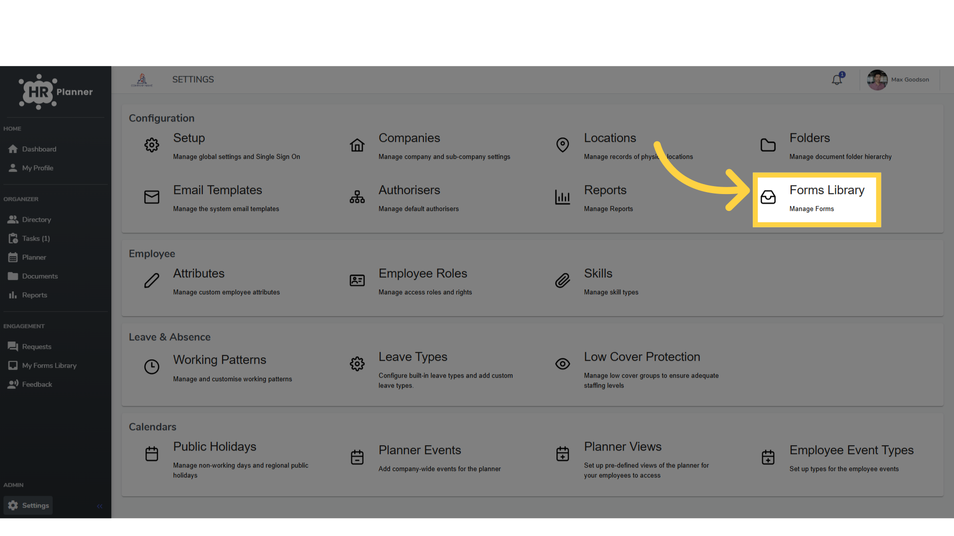 Click 'Forms Library'