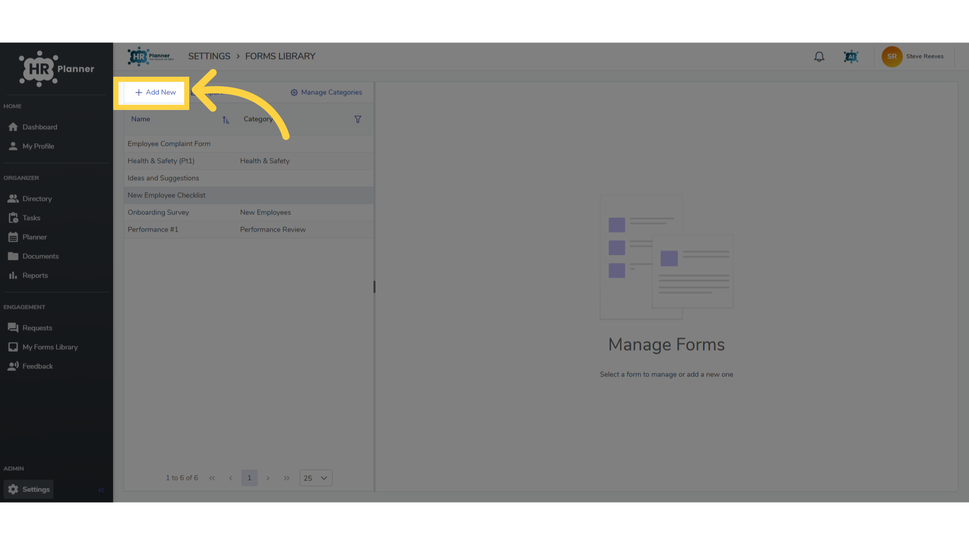 Click 'New Employee Checklist'