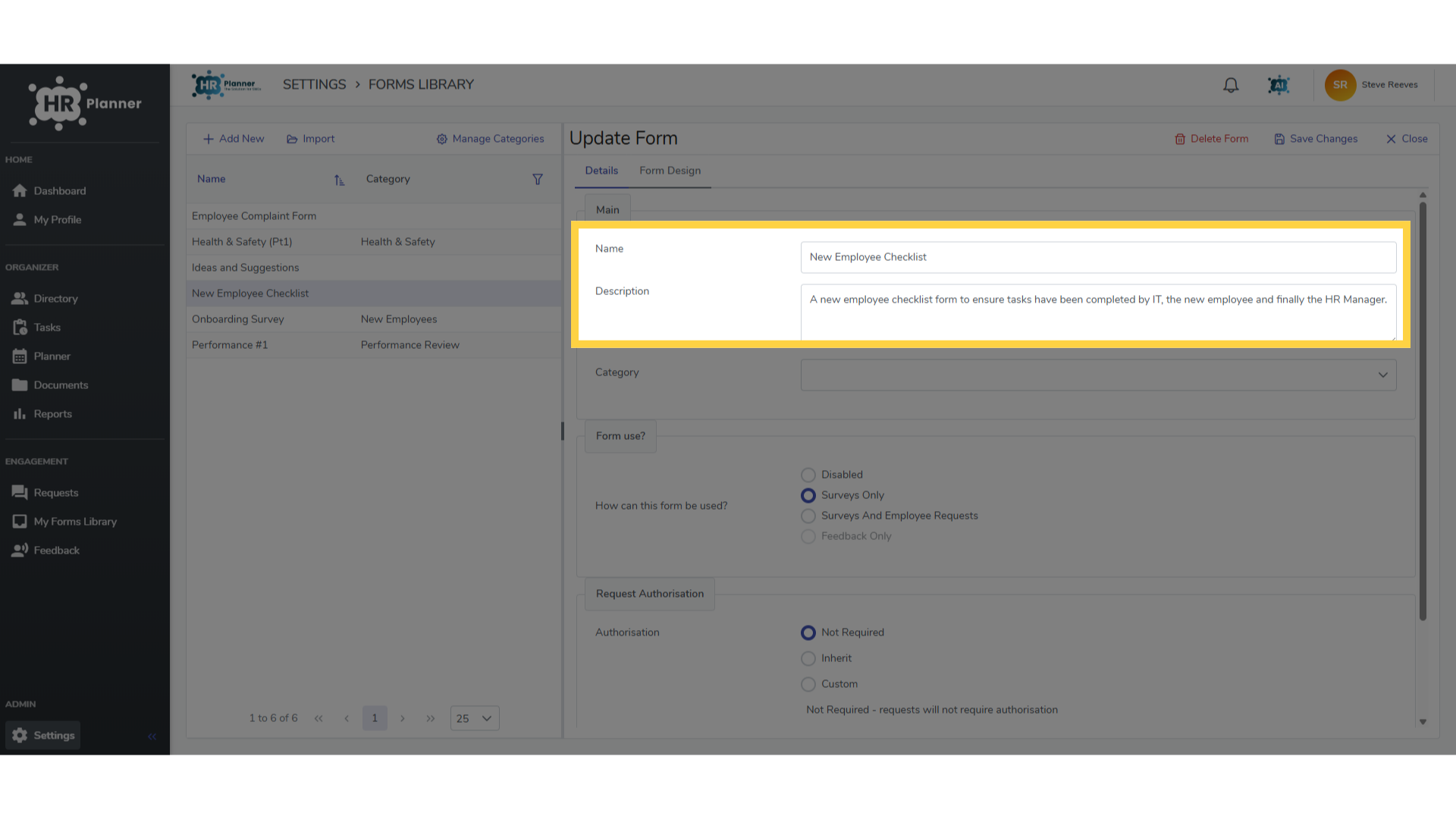 Click 'Form Design'