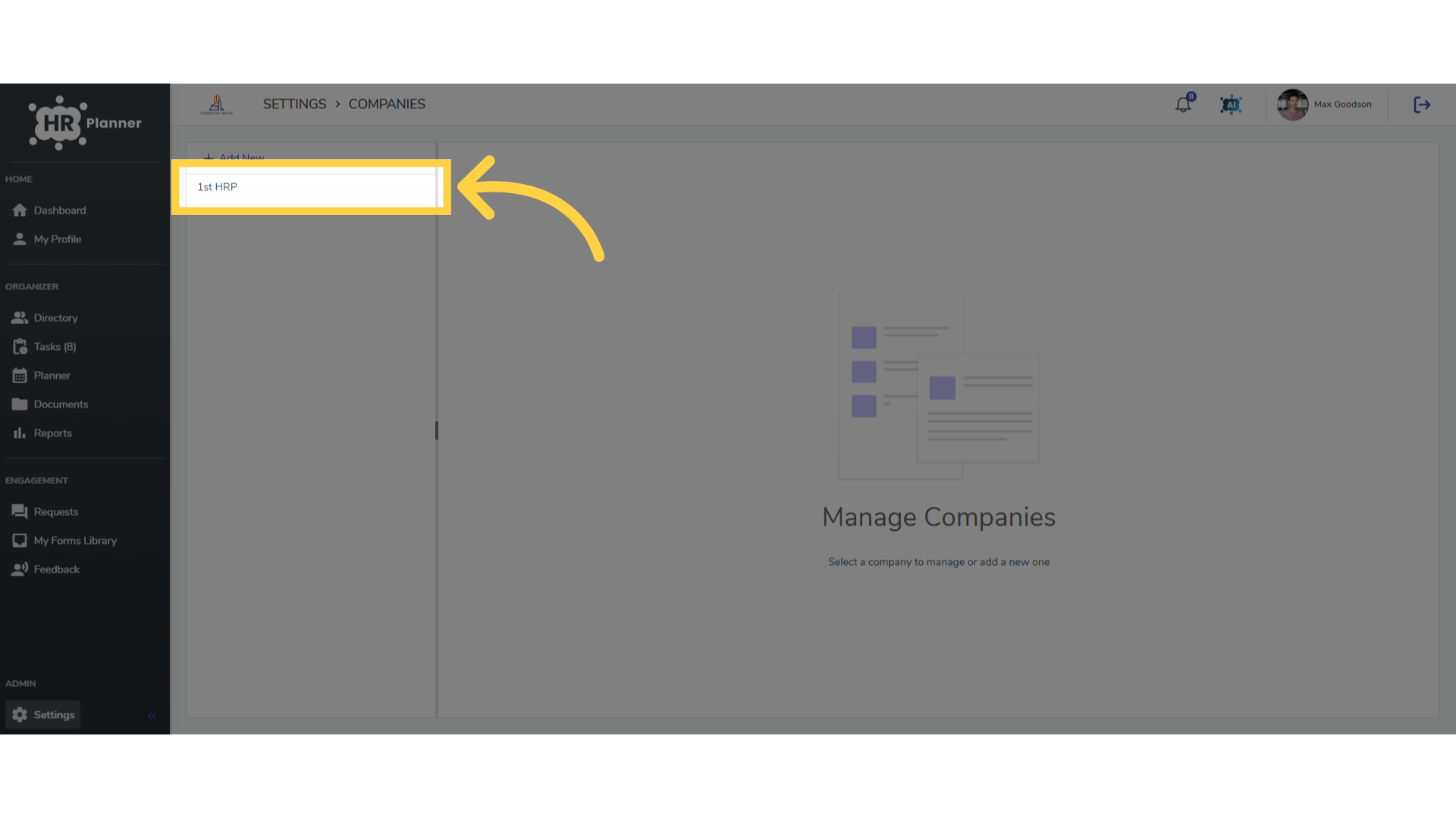 Select your company