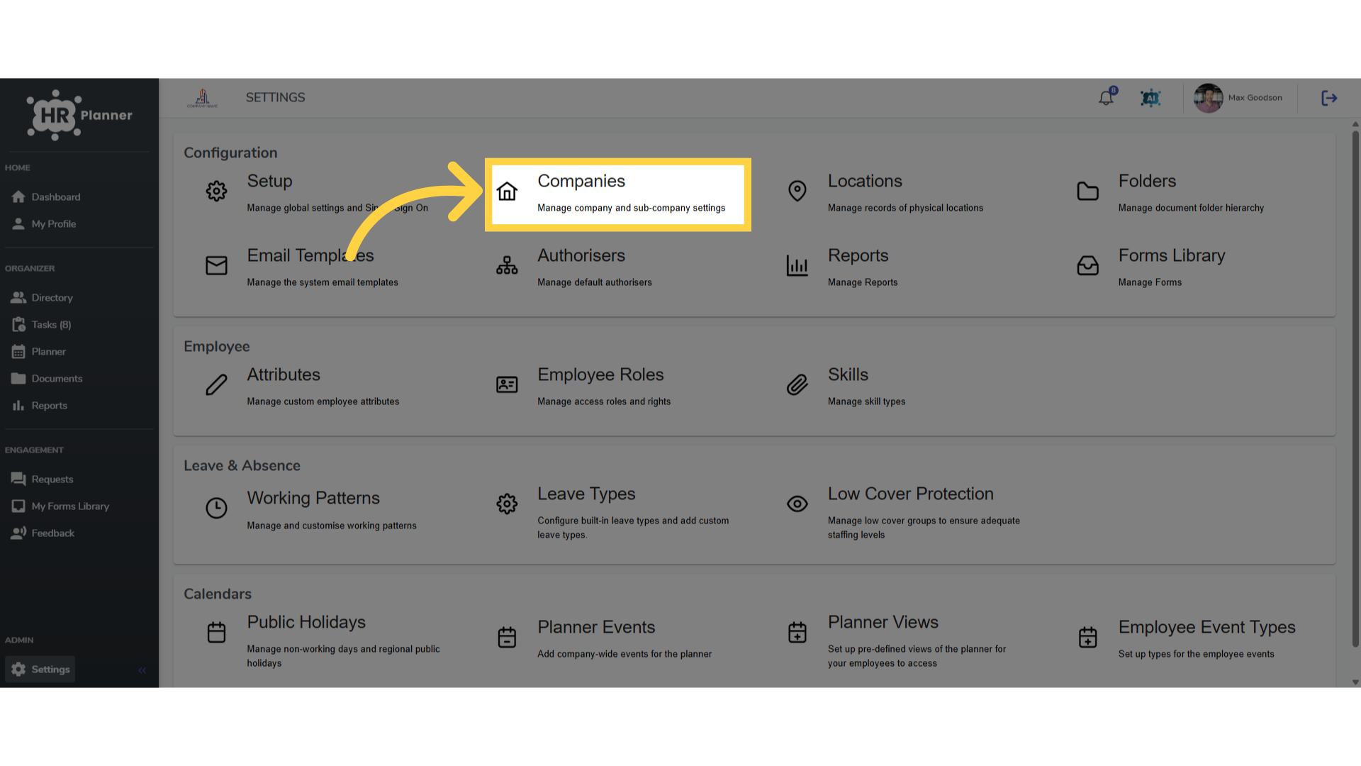 Click 'Companies'
