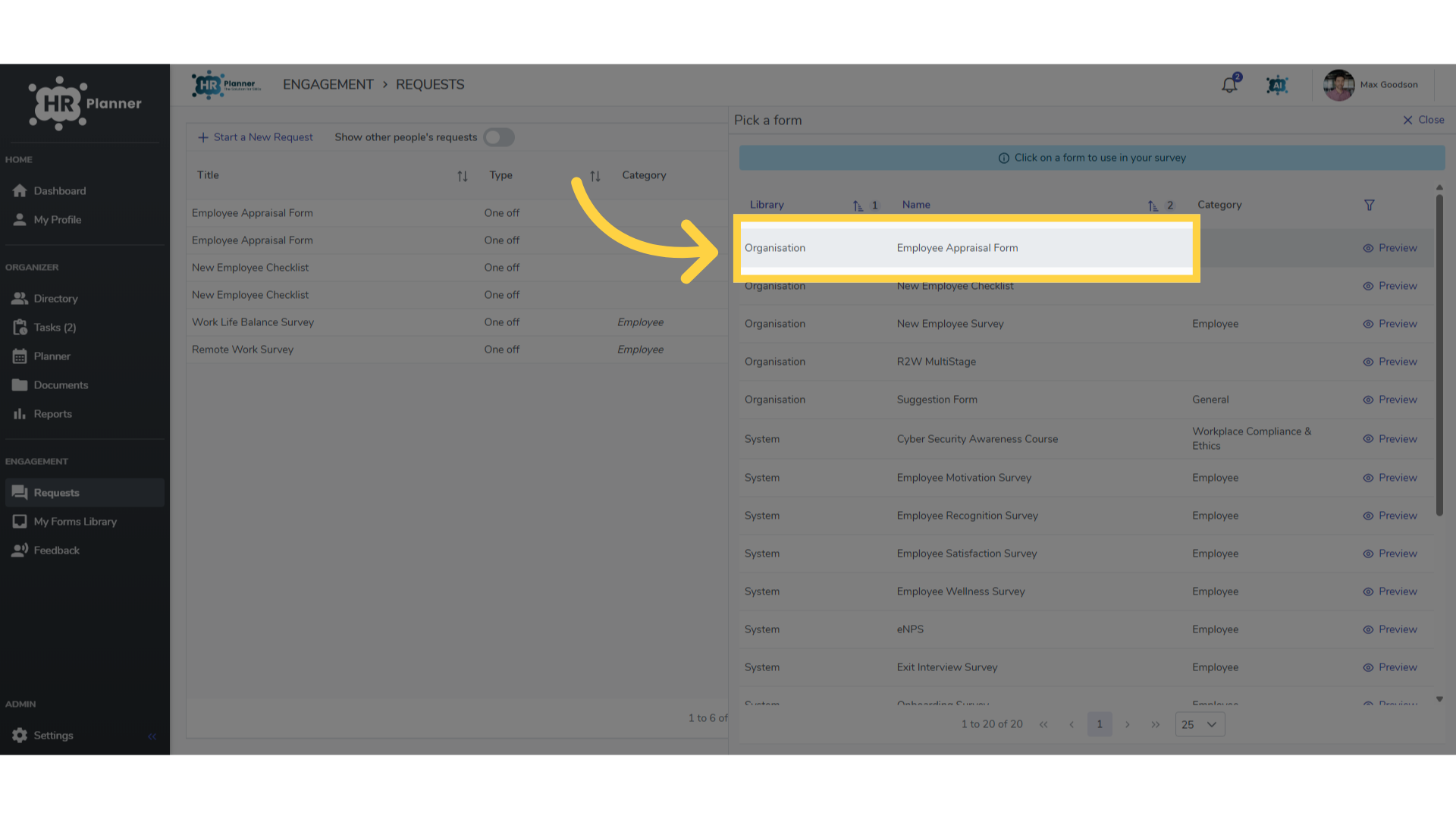 Click 'Employee Appraisal Form'