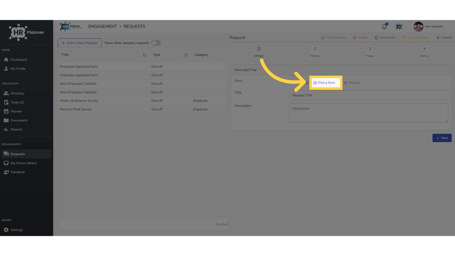 Click 'Pick a form'