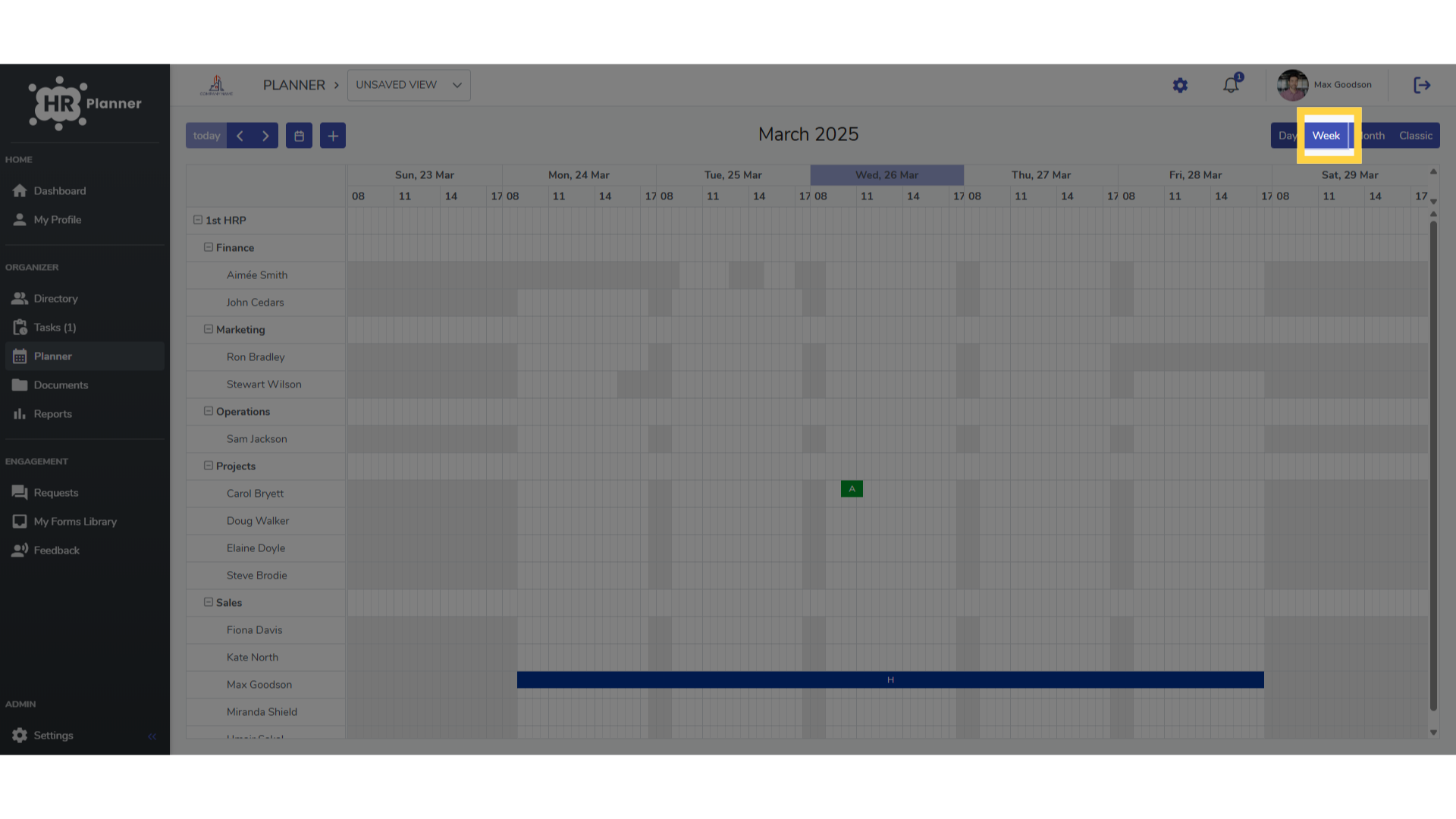 Click 'Week'