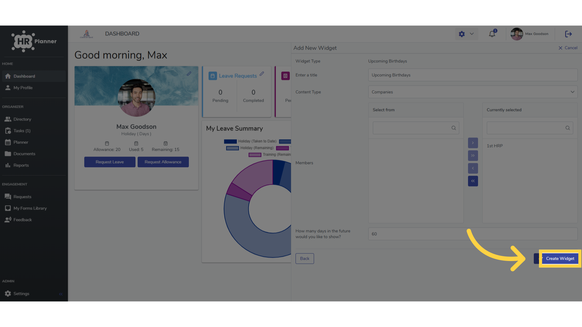 Click 'Create Widget'