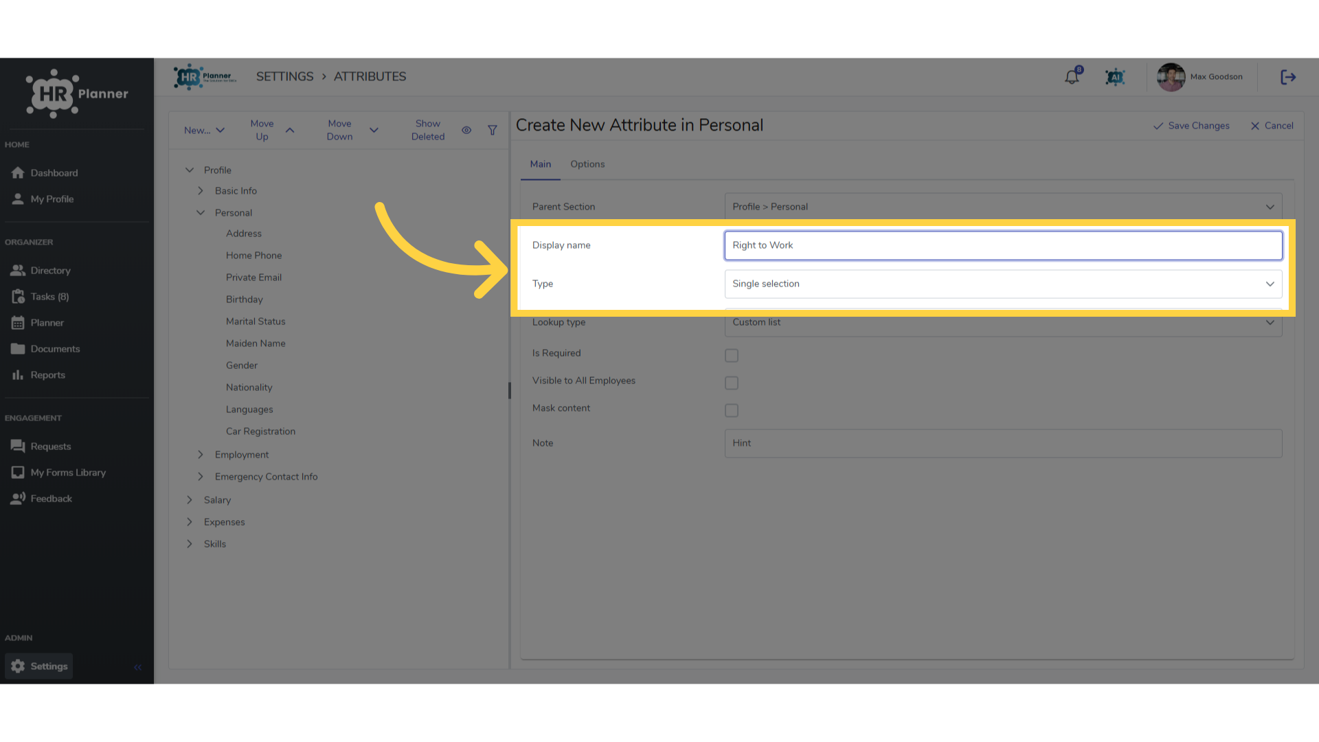 Single Selection Attributes