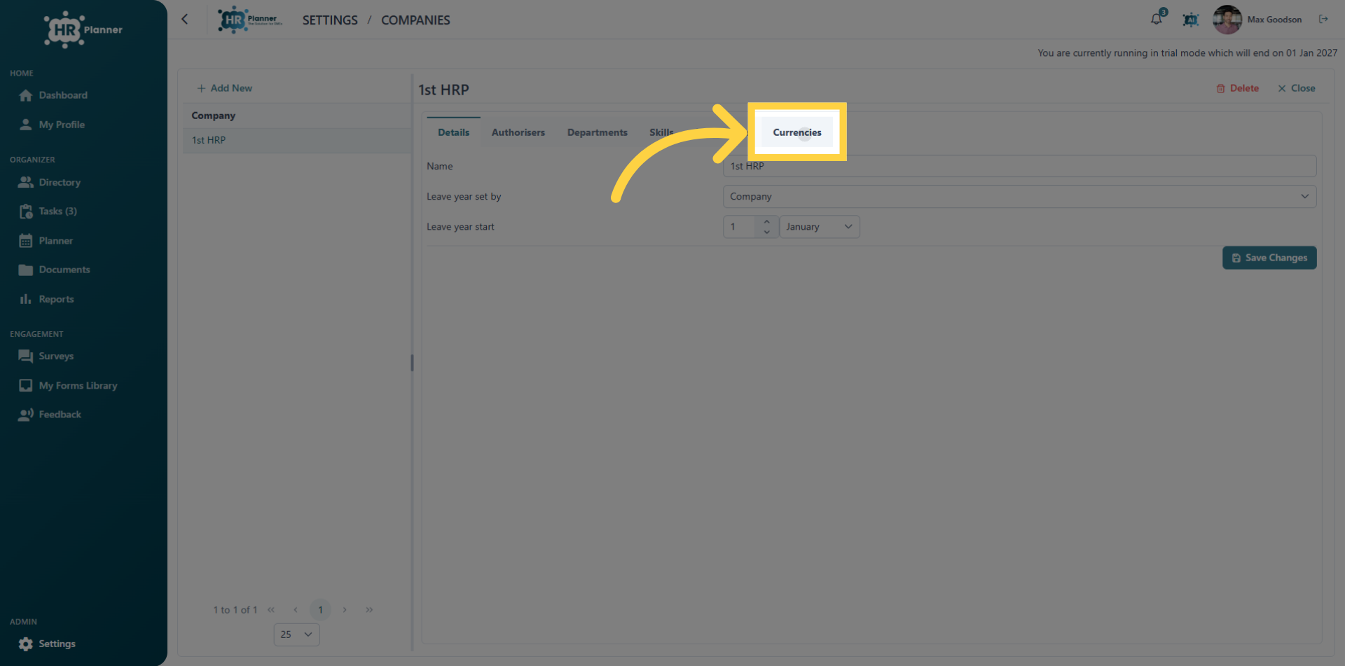 Access Currency Settings