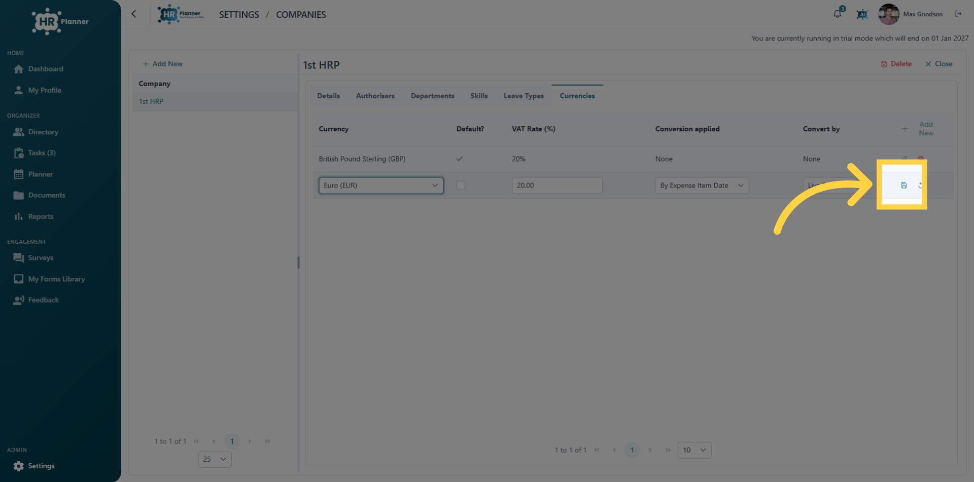 Confirm Currency Selection