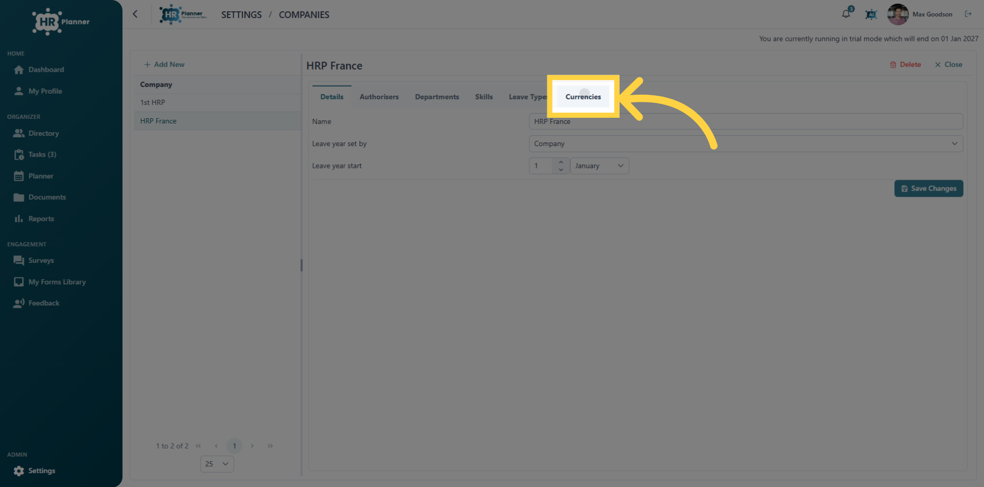 Access Currency Settings