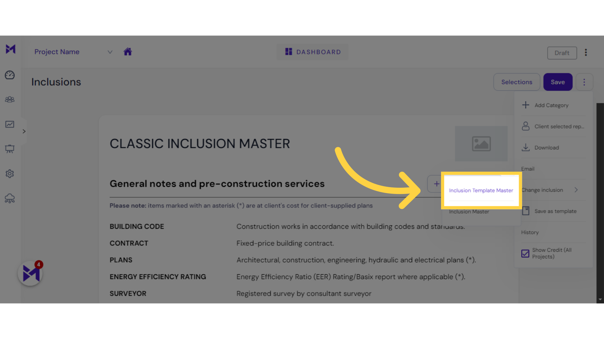 Click 'Inclusion Template Master'