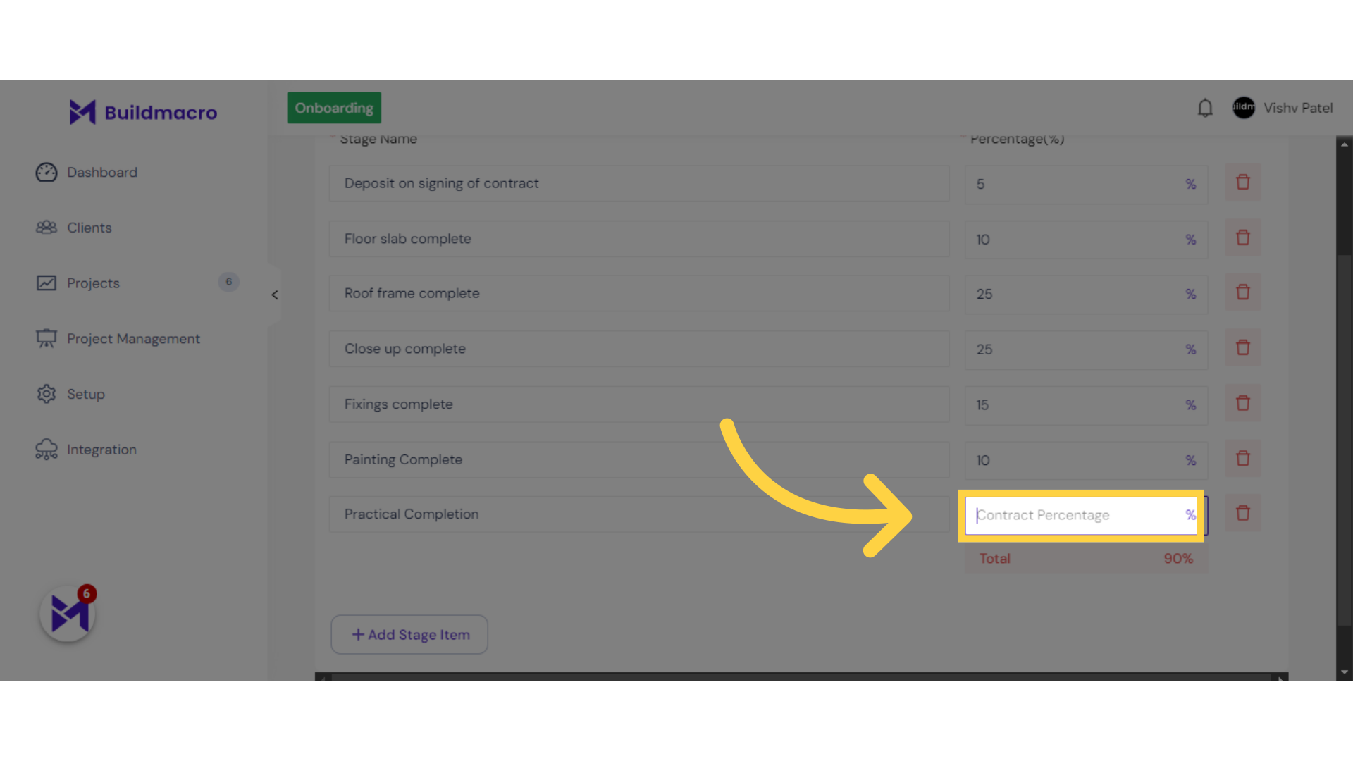 Click 'Contract Percentage'