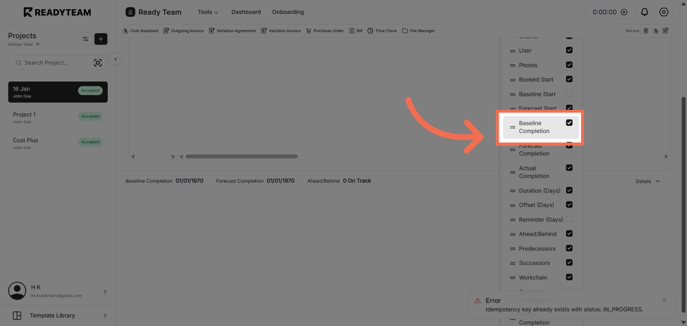 Toggle Baseline Completion Visibility