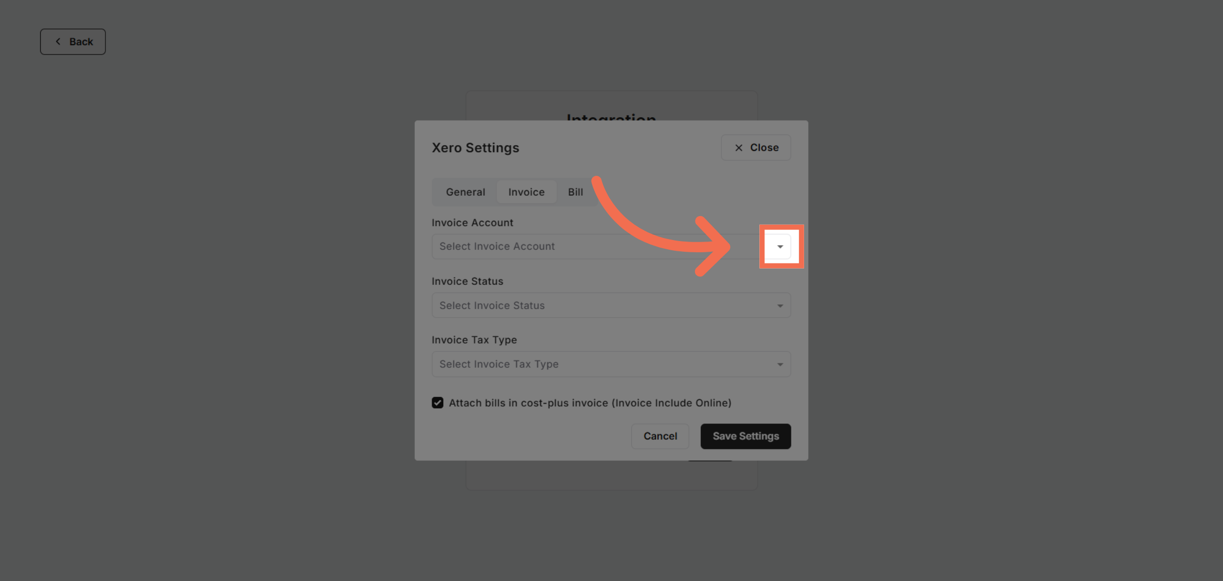 Open Invoice Account Options