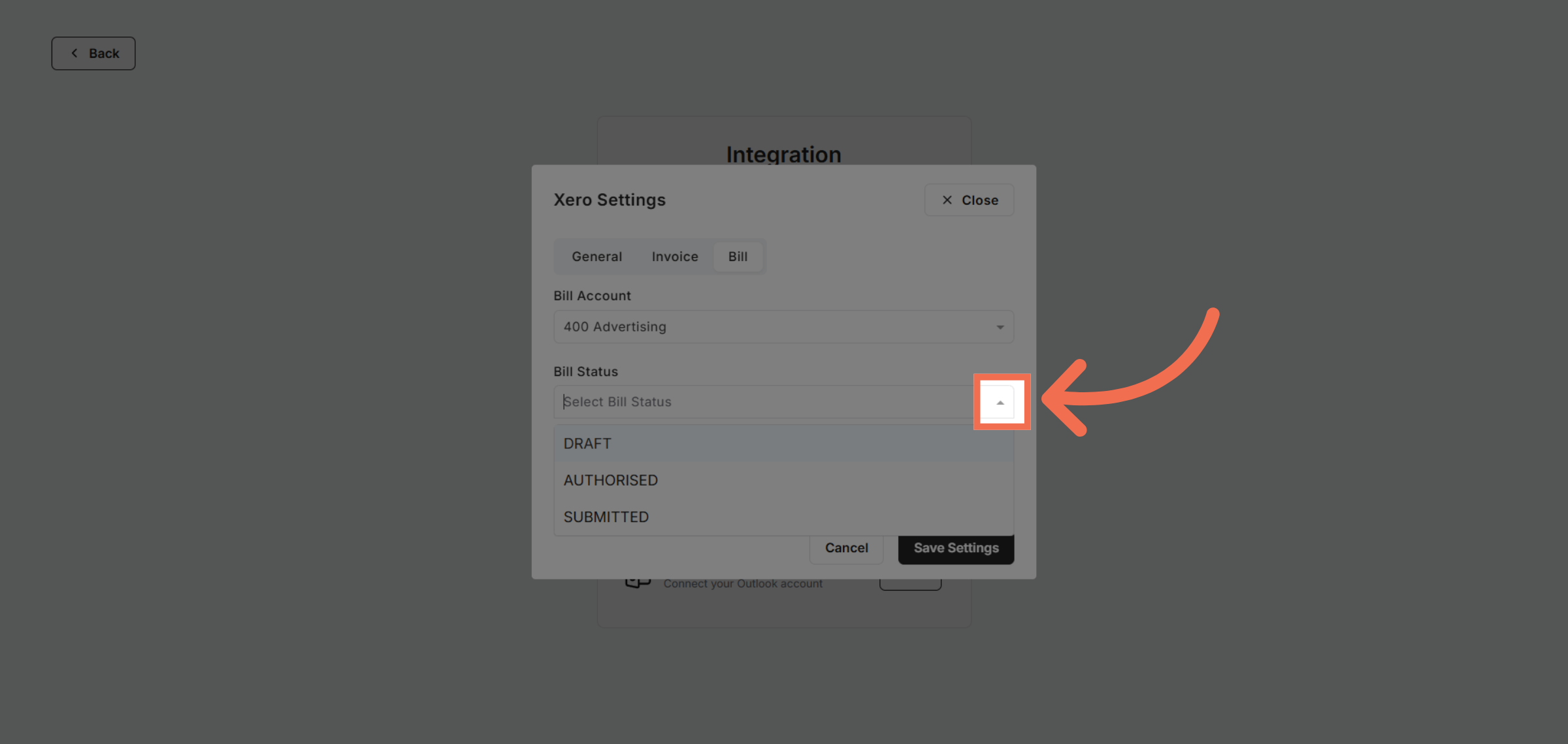 Open Bill Status Options