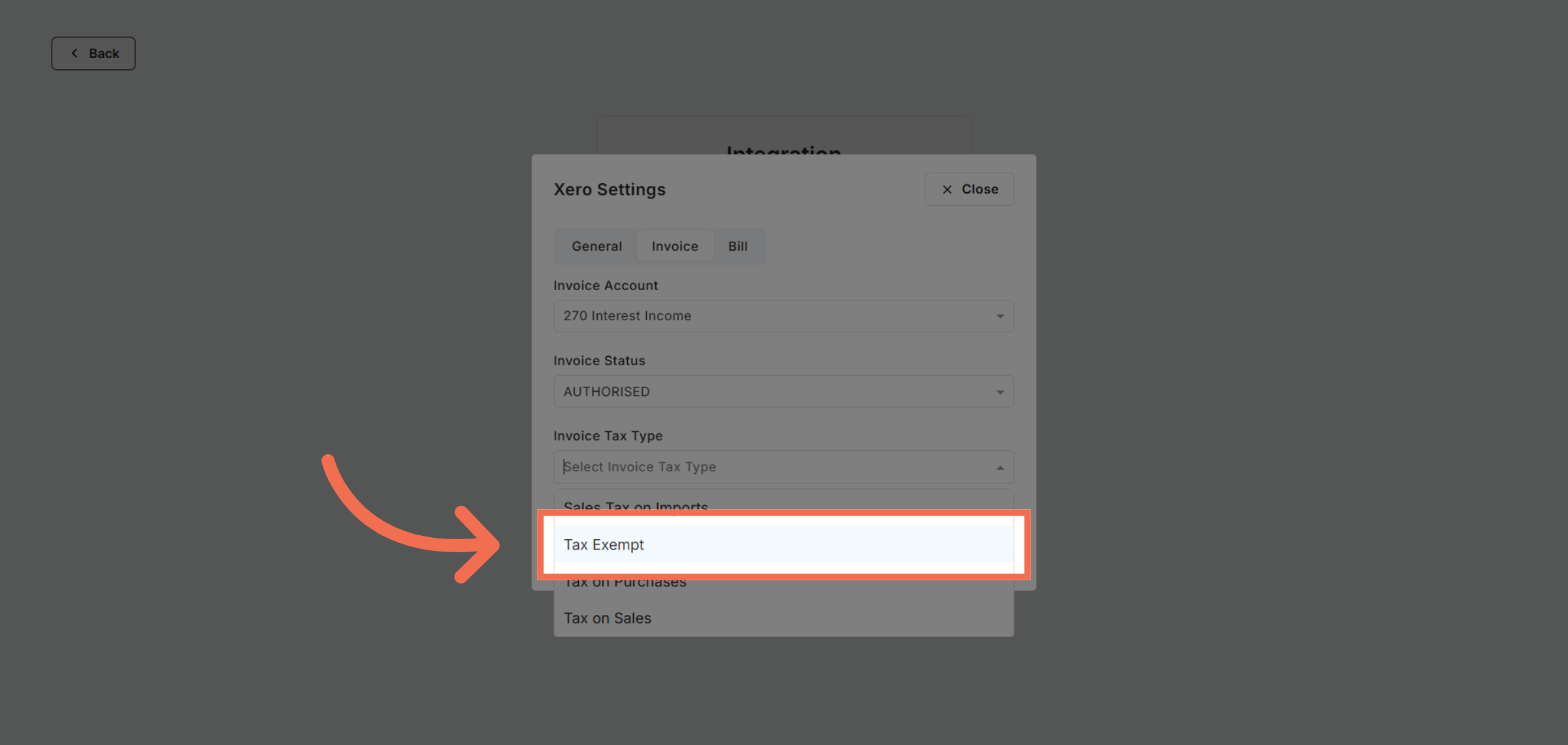 Select Invoice Tax Type