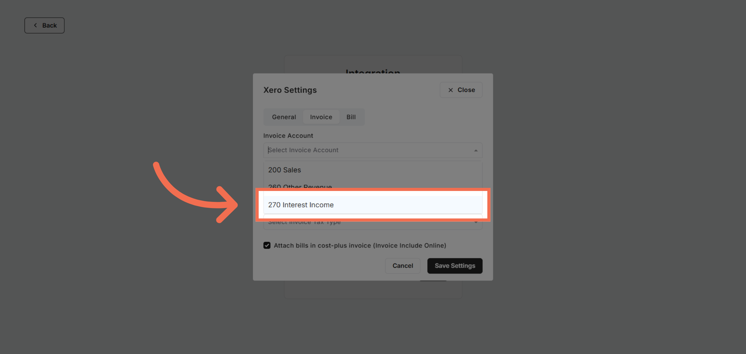 Select Invoice Account