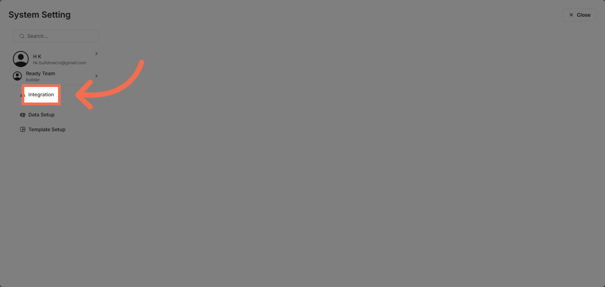 Access Integration Menu