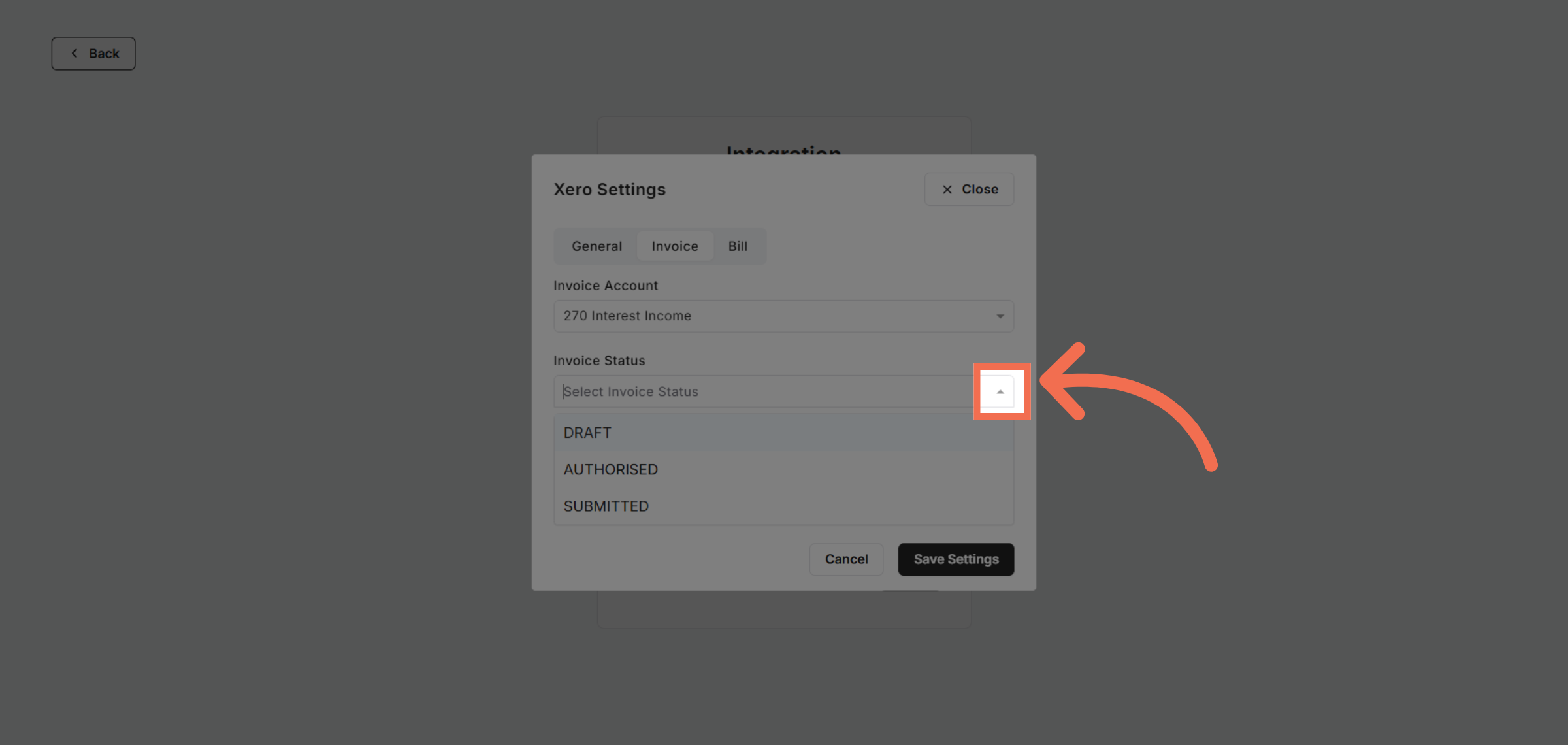 Open Invoice Status Options