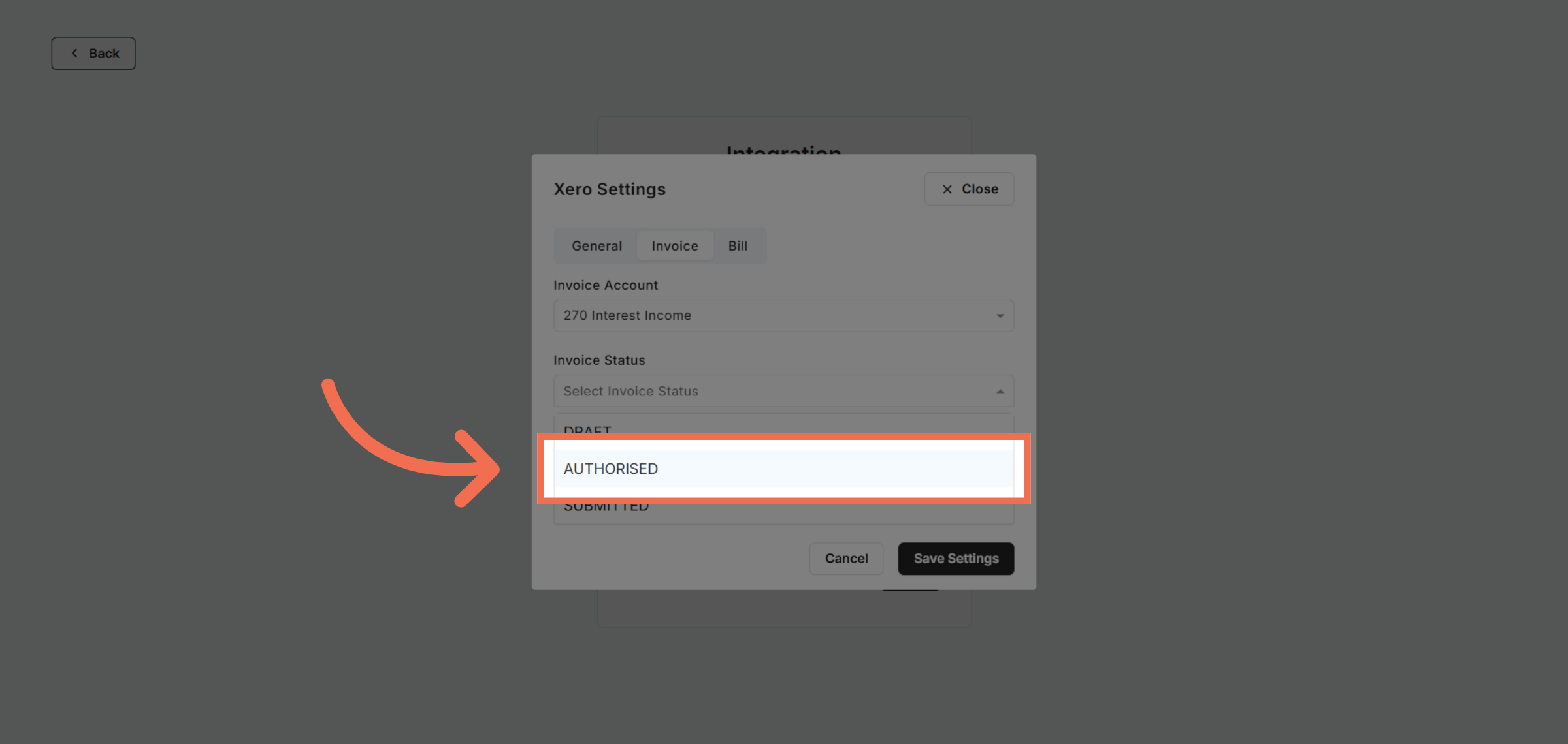 Choose Invoice Status