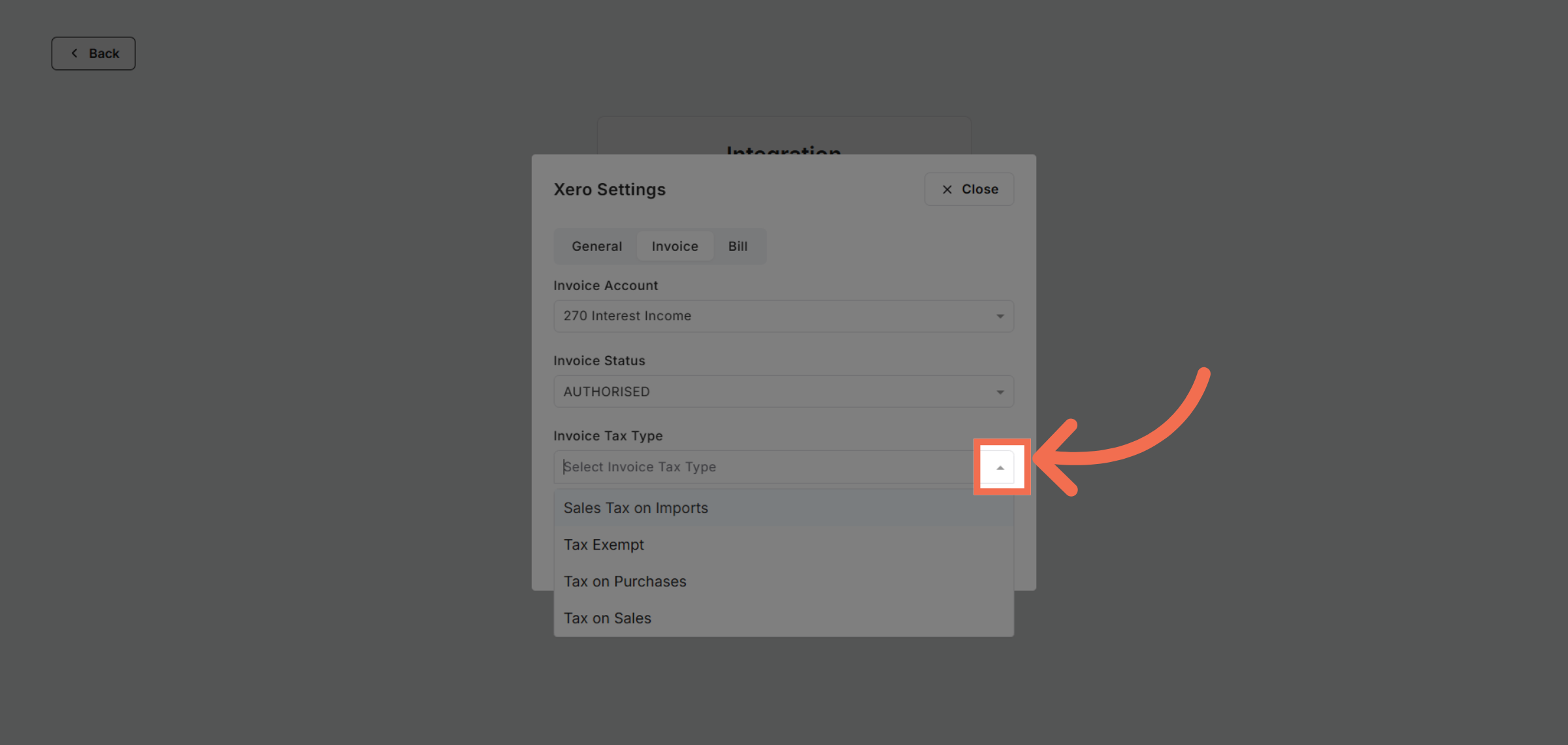 Open Invoice Tax Type