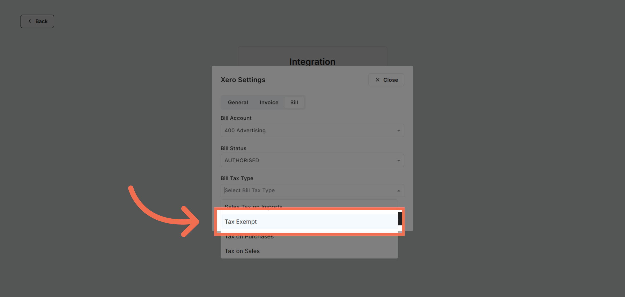Choose Bill Tax Type