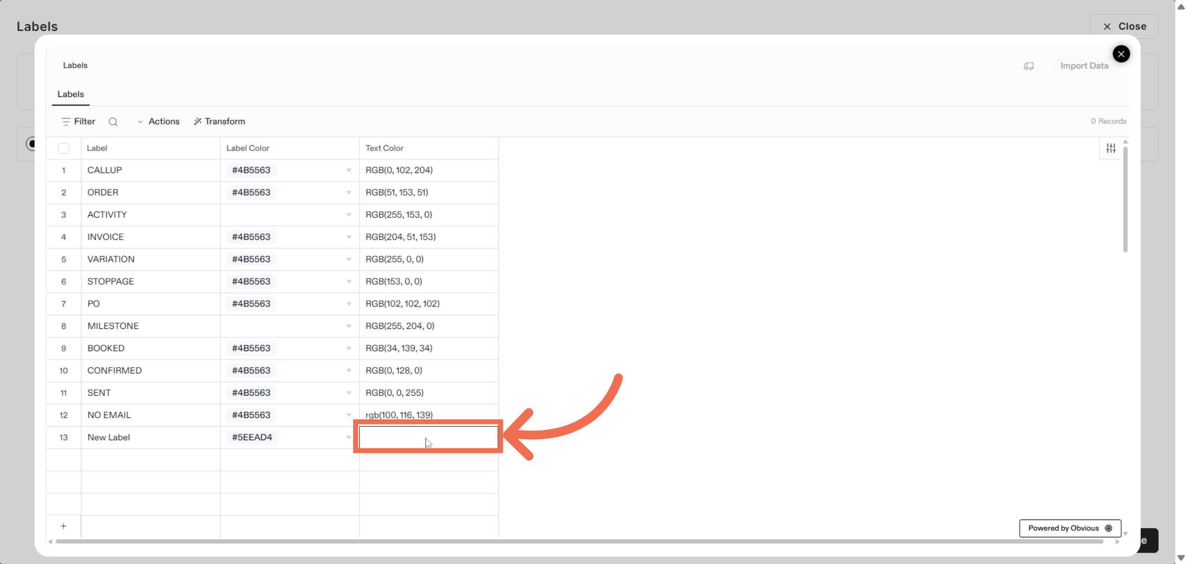 Enter Text Color Value