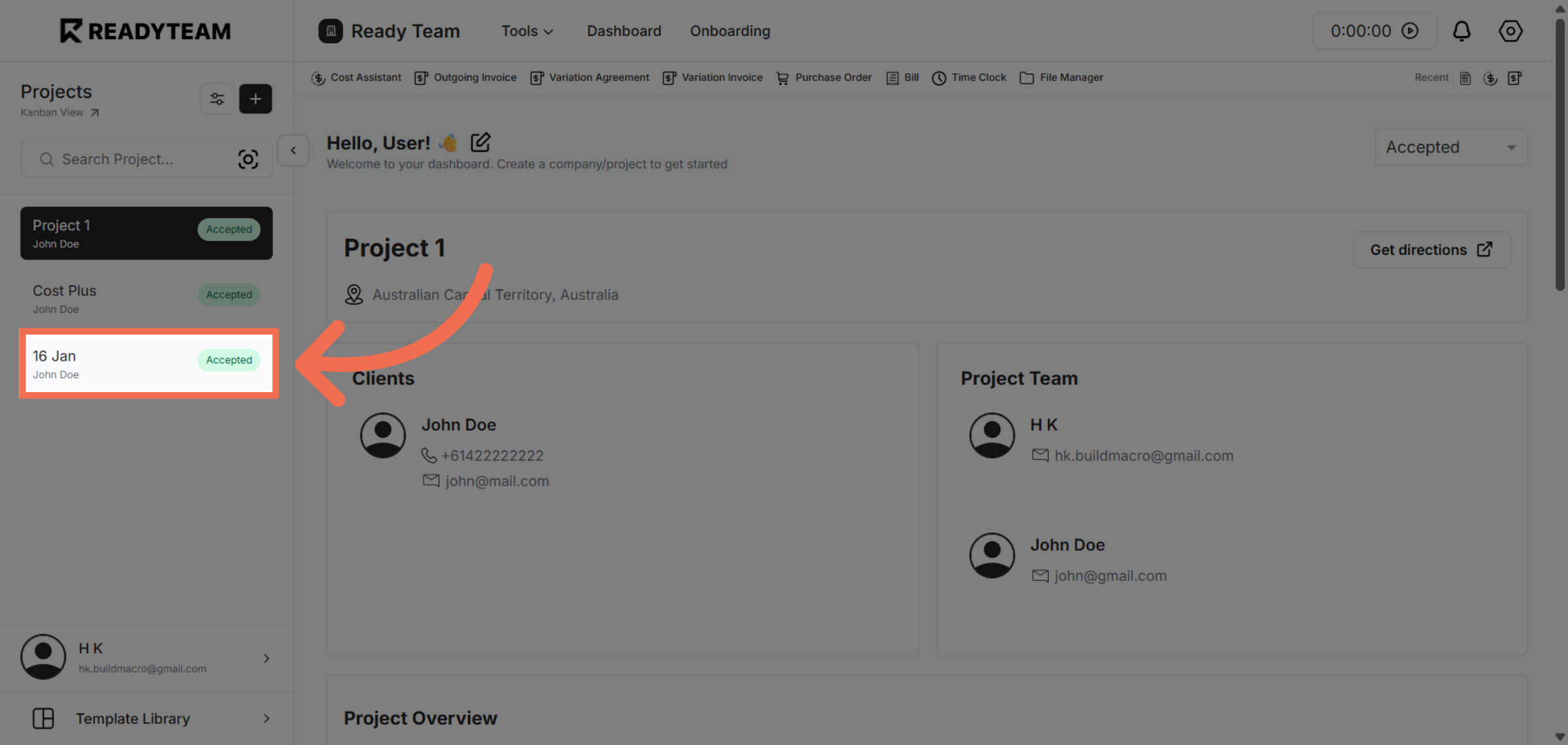 Select Specific Project