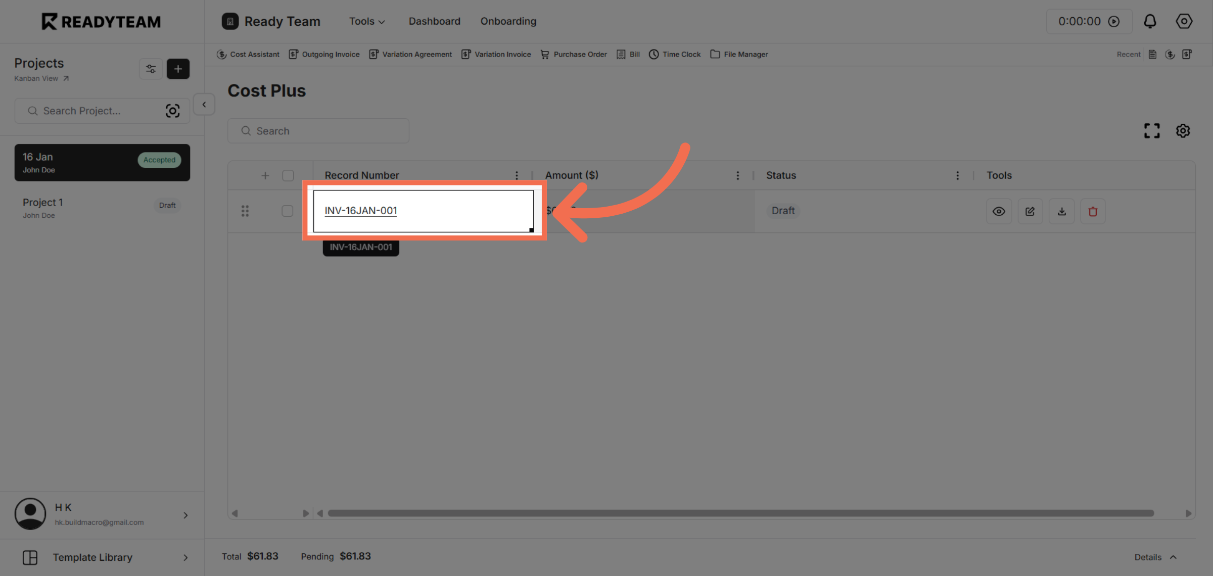Select Specific Invoice
