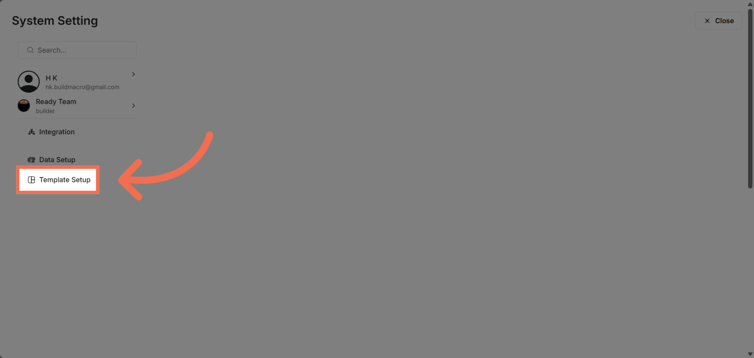 Navigate to Template Setup