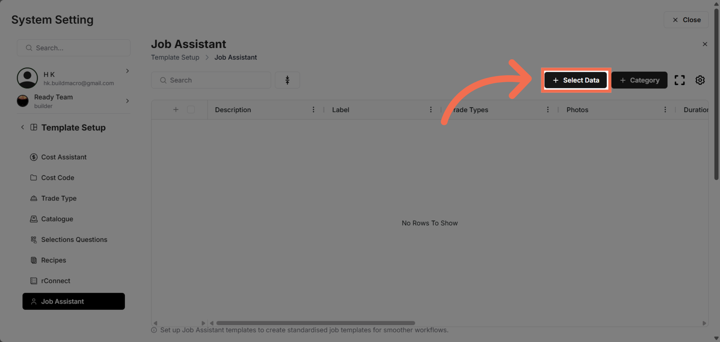 Initiate Data Selection
