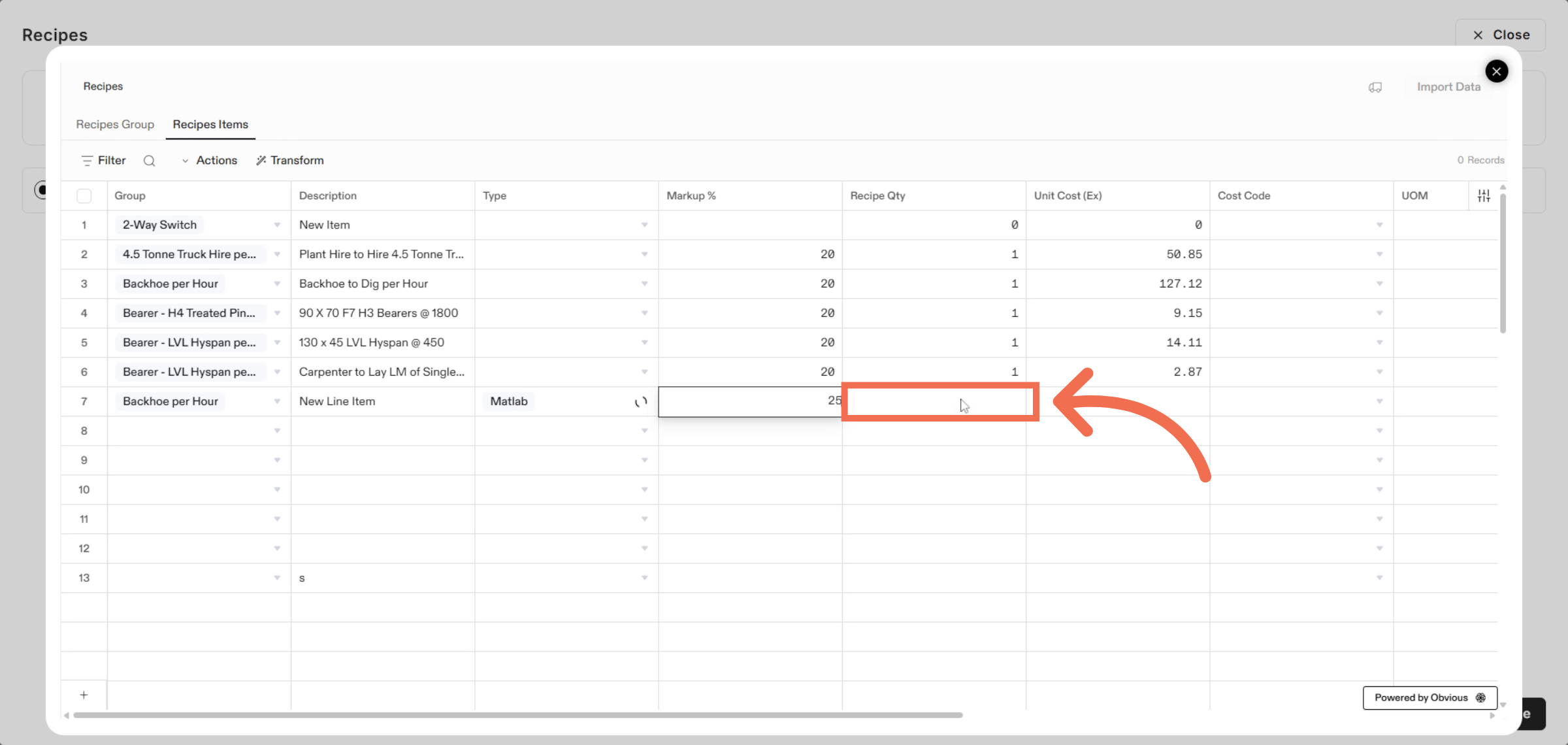 Enter Recipe Quantity