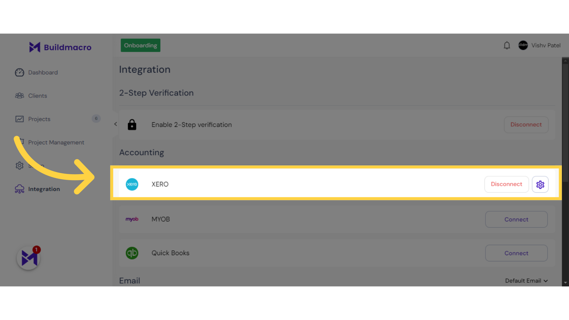 Confirm 'Accounting Integration'