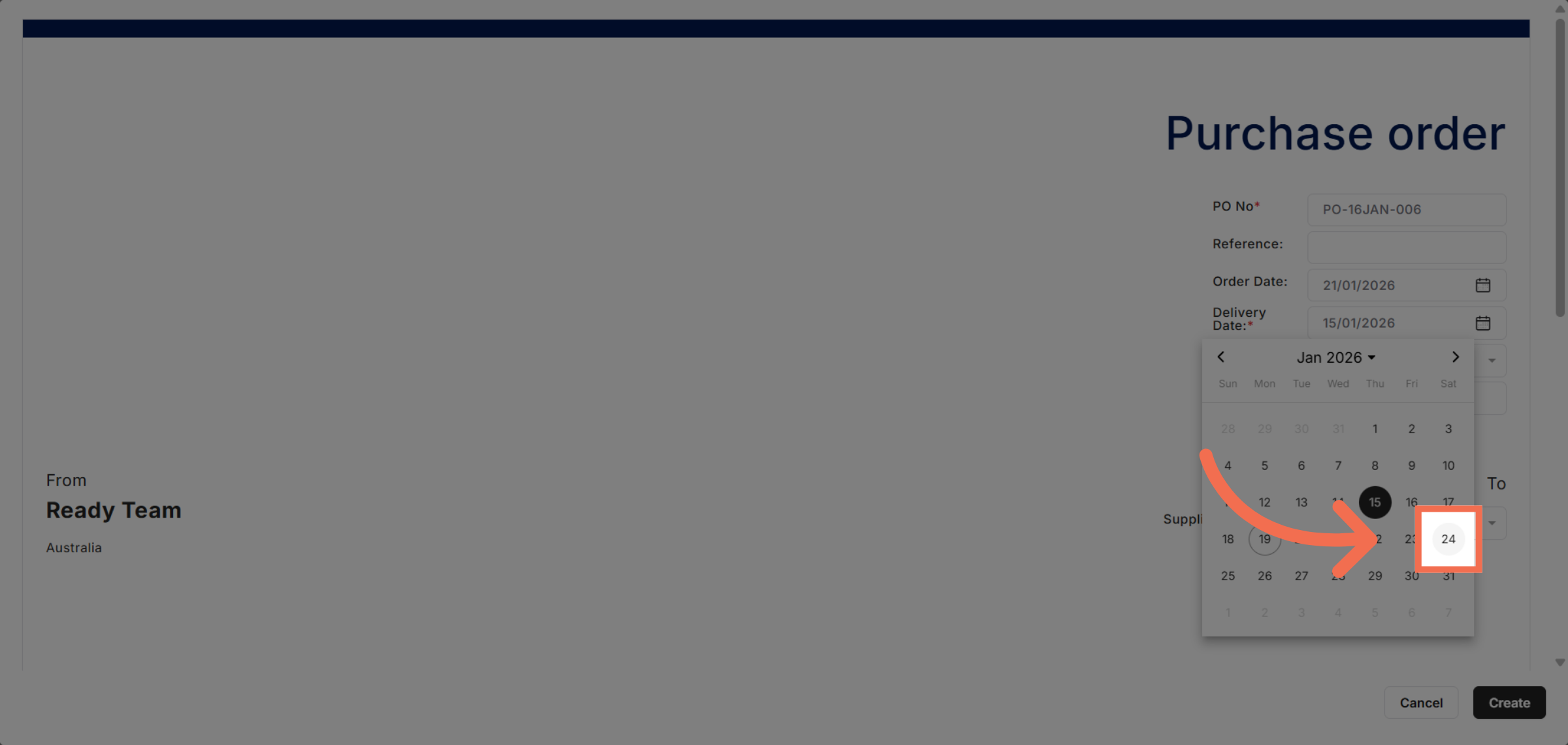 Select Delivery Date