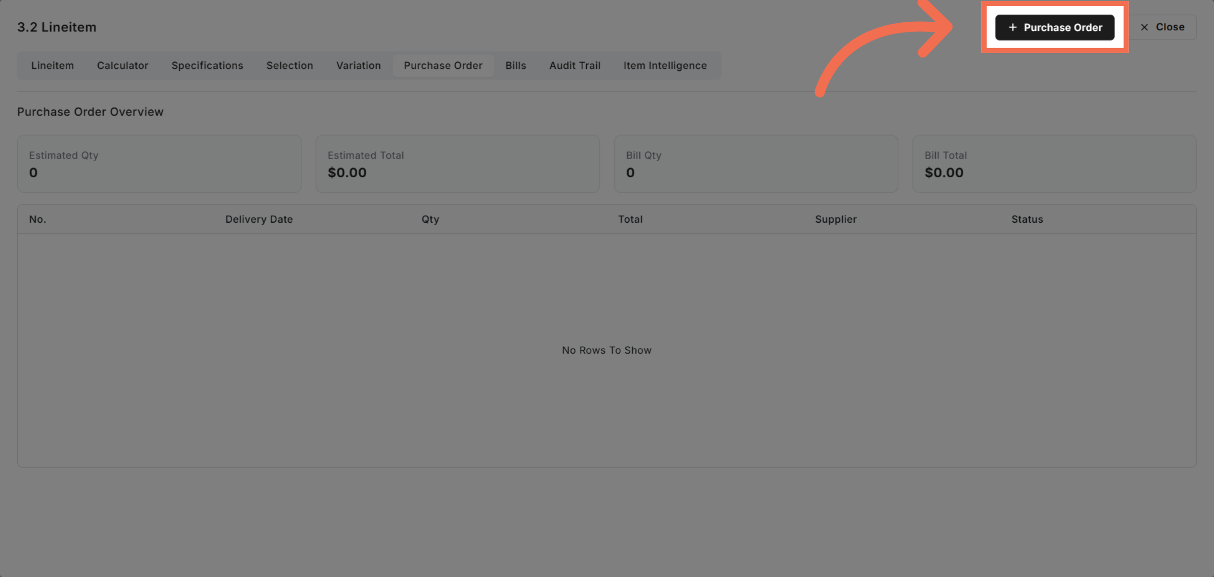 Choose Purchase Order Option