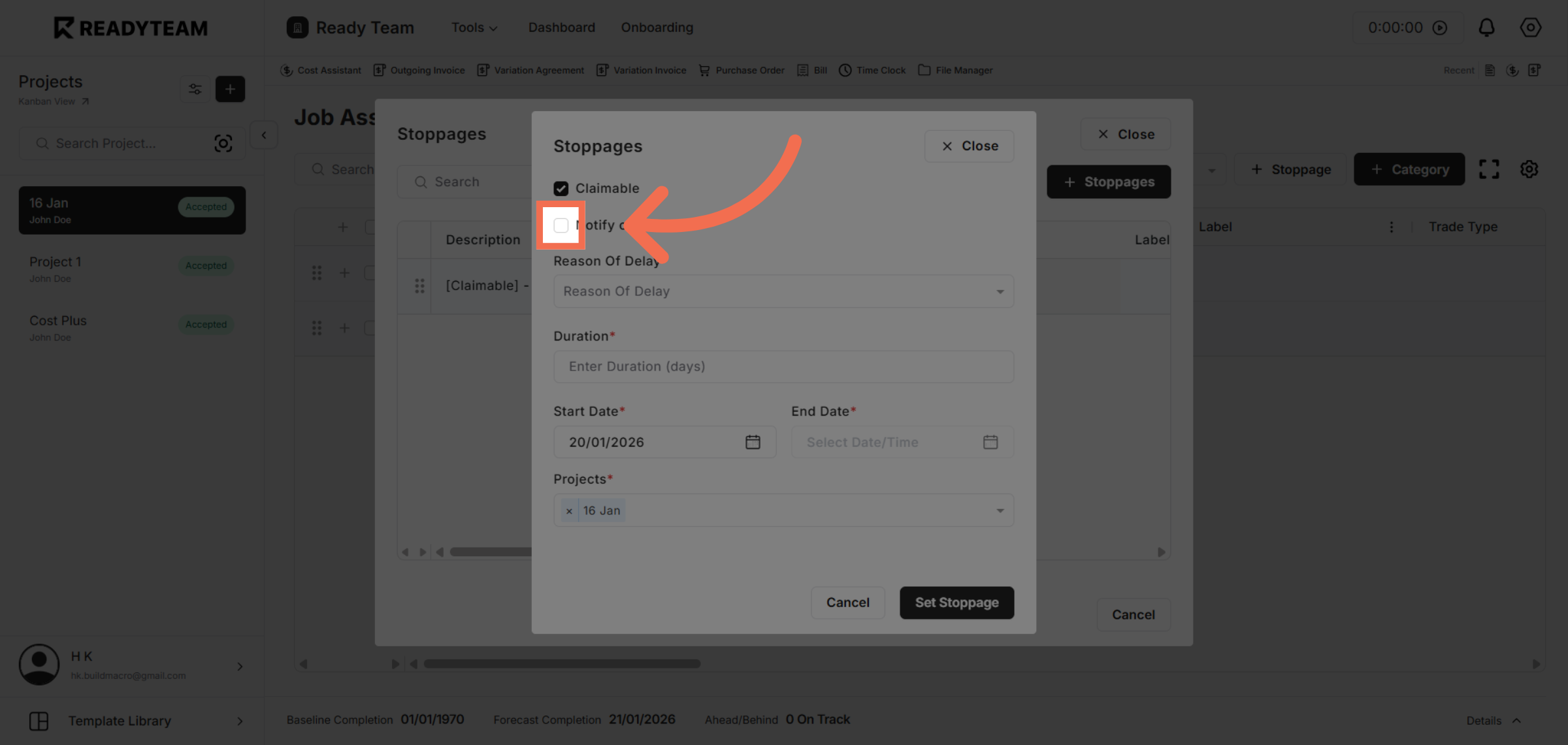 Toggle Client Notification