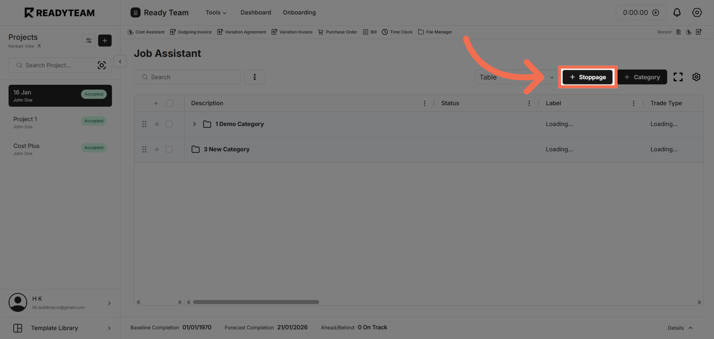 Choose Stoppage Option