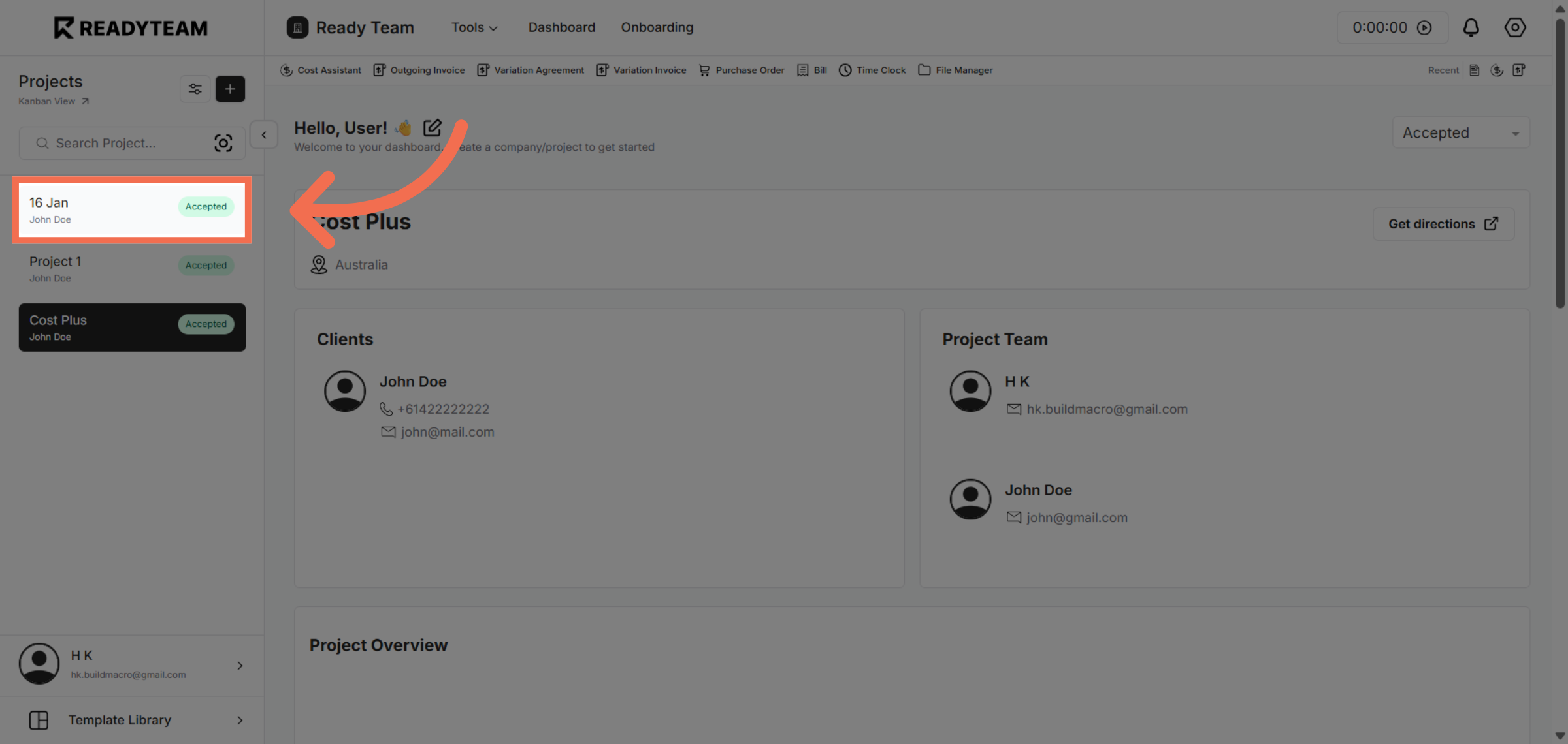 Select Specific Project